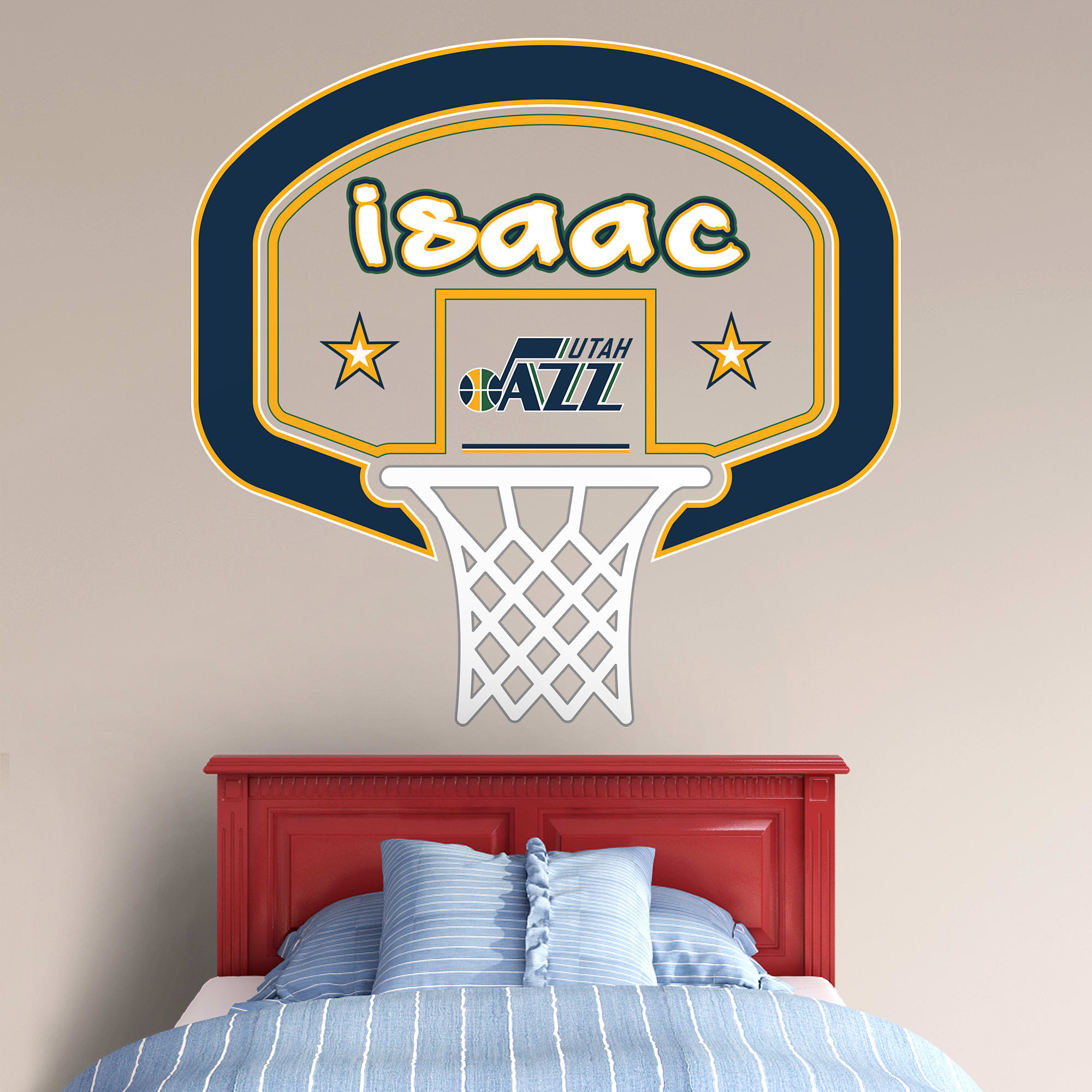 Utah Jazz: Personalized Name - Officially Licensed NBA Transfer Decal 39.5"W x 52.0"H by Fathead | Vinyl