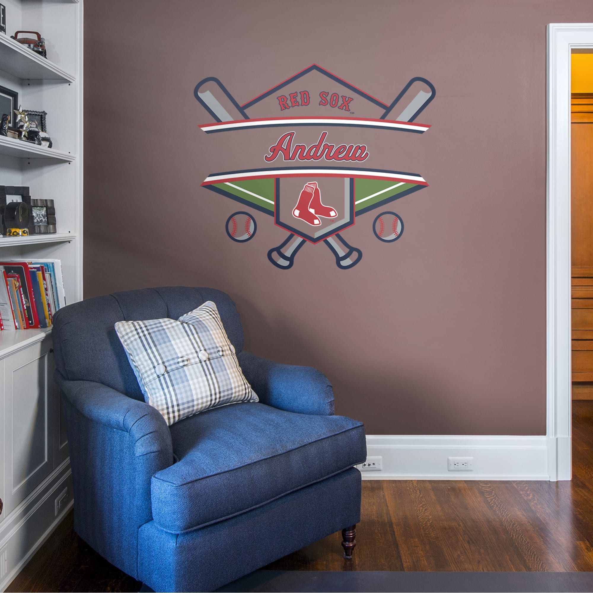 Boston Red Sox: Personalized Name - Officially Licensed MLB Transfer Decal 45.0"W x 39.0"H by Fathead | Vinyl
