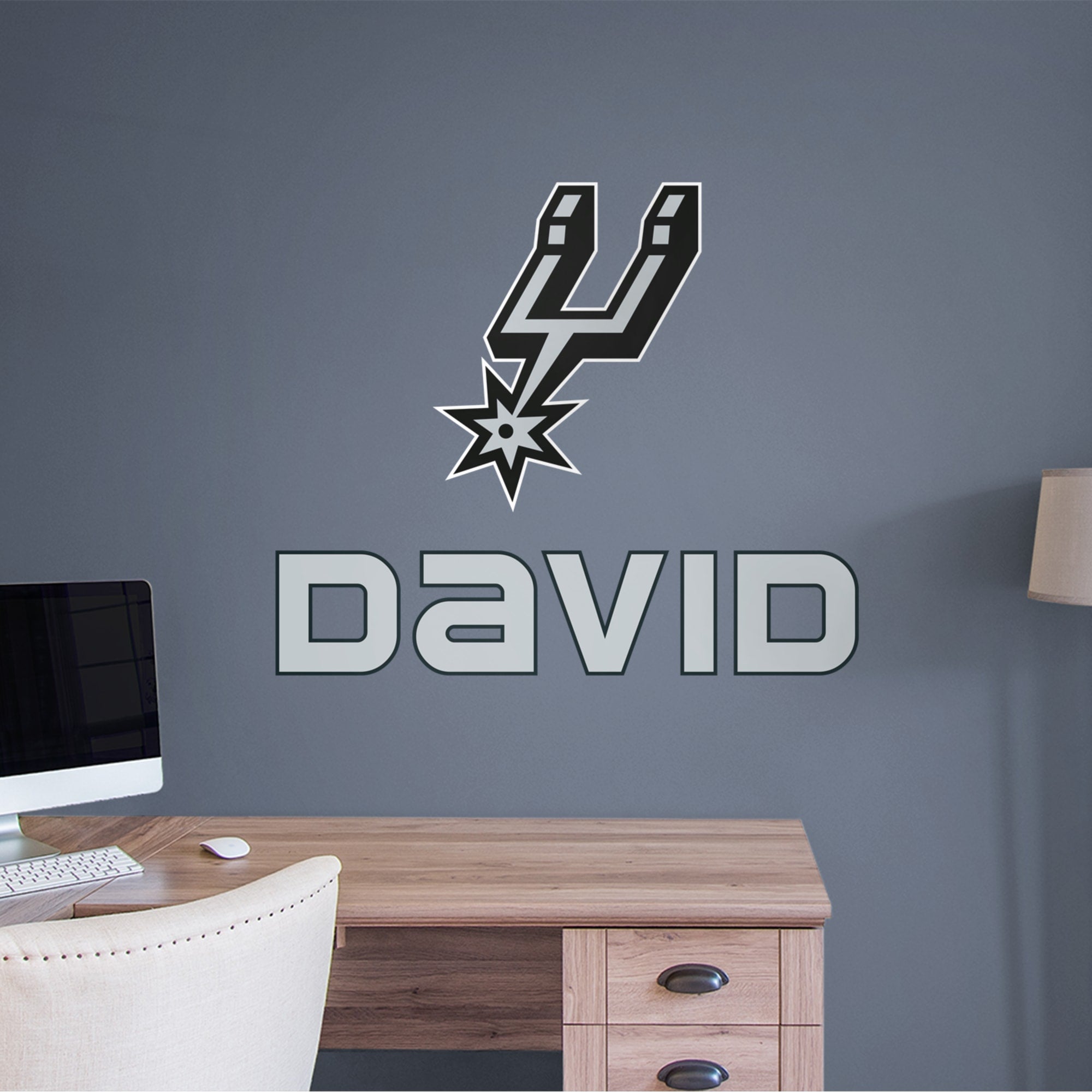 San Antonio Spurs: Stacked Personalized Name - Officially Licensed NBA Transfer Decal in Gray by Fathead | Vinyl