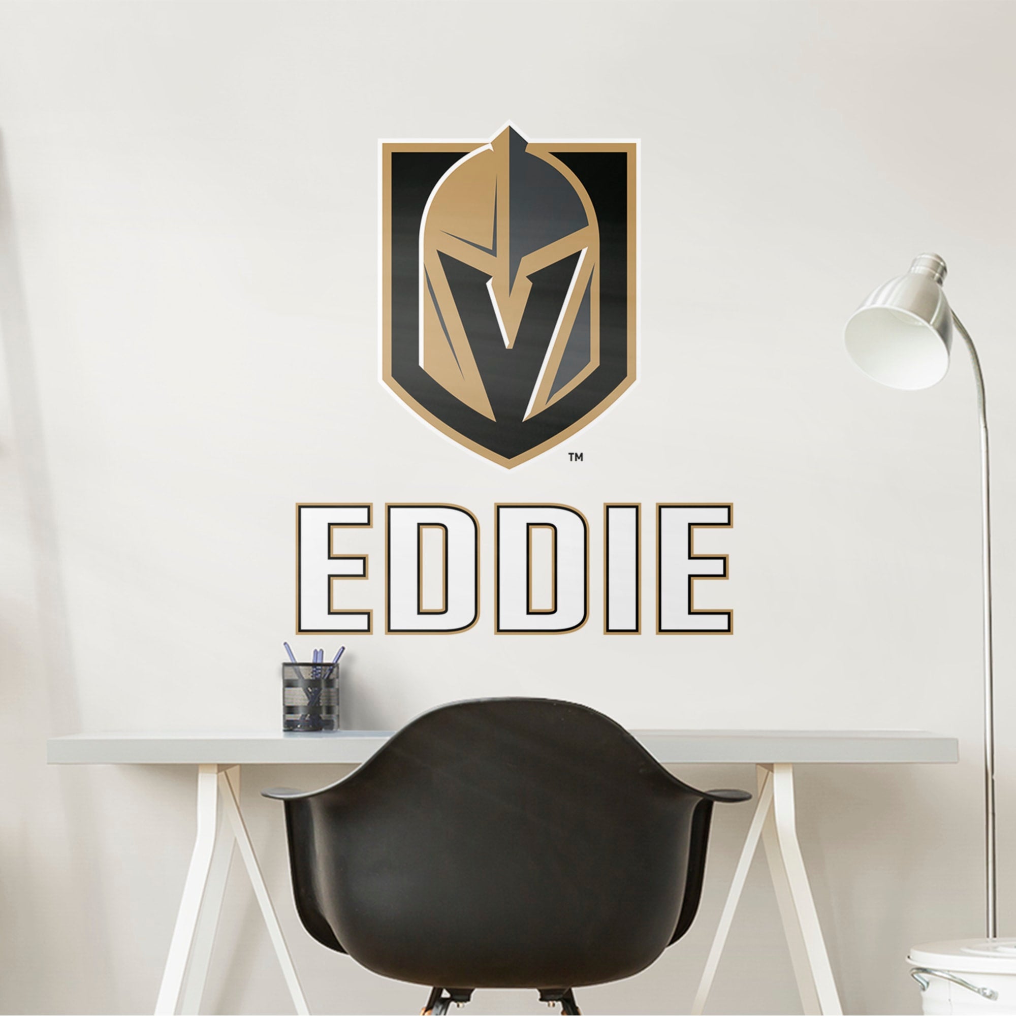 Vegas Golden Knights: Stacked Personalized Name - Officially Licensed NHL Transfer Decal in White by Fathead | Vinyl
