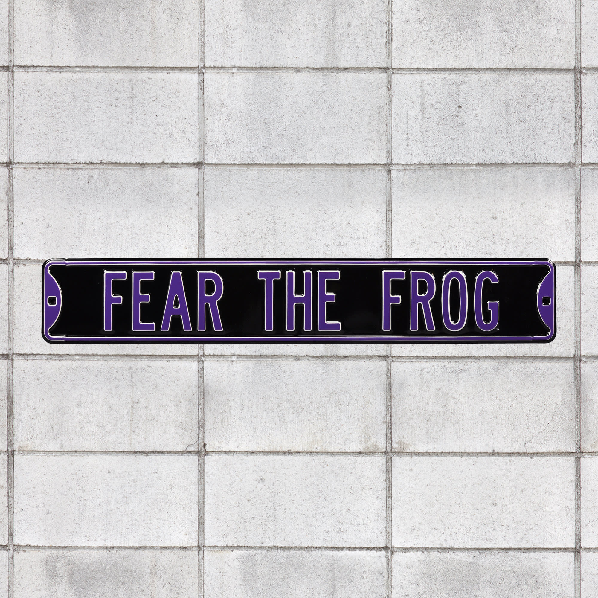 TCU for TCU Horned Frogs: Fear The Frog - Officially Licensed Metal Street Sign 36.0"W x 6.0"H by Fathead | 100% Steel