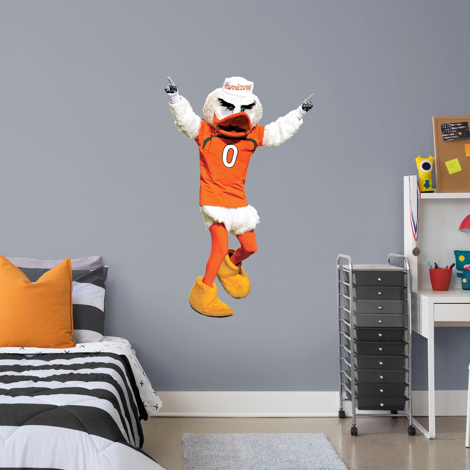 Miami Hurricanes: Sebastian Mascot - Officially Licensed Removable Wall Decal Giant Mascot + 2 Decals (32"W x 51"H) by Fathead |