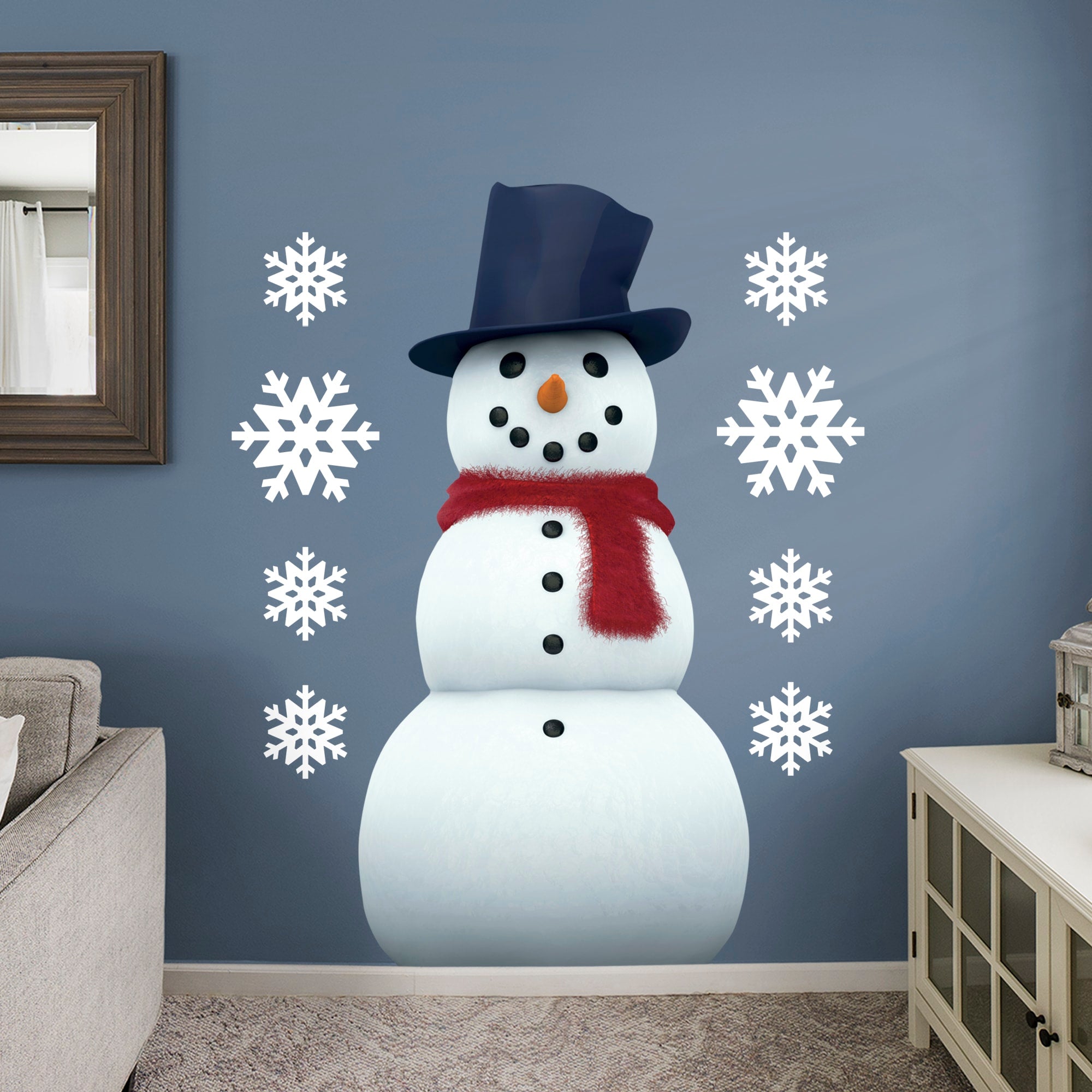 Snowman - Removable Vinyl Decal Life-Size Character + 8 Licensed Decals (31"W x 68"H) by Fathead
