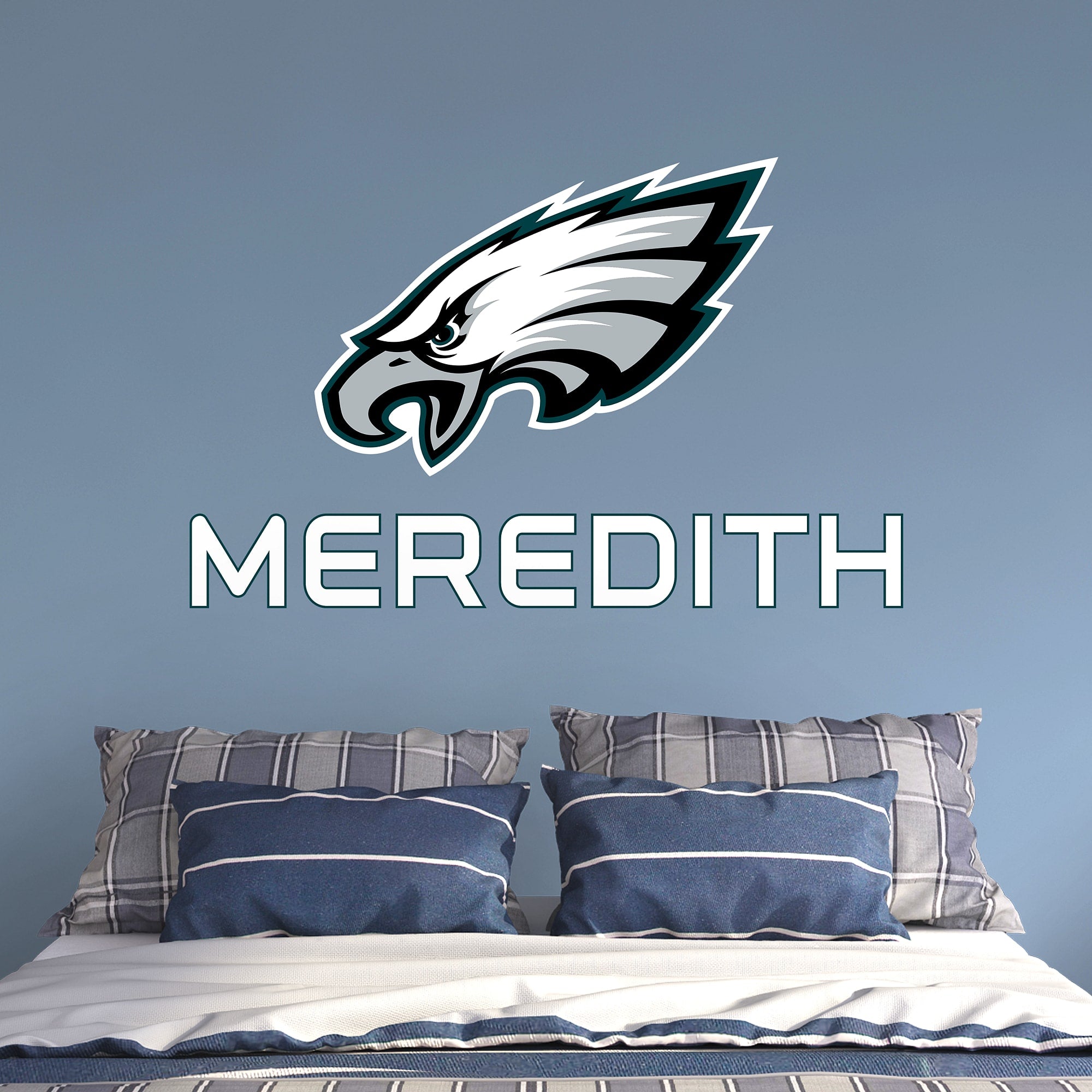Philadelphia Eagles: Stacked Personalized Name - Officially Licensed NFL Transfer Decal in White (52"W x 39.5"H) by Fathead | Vi