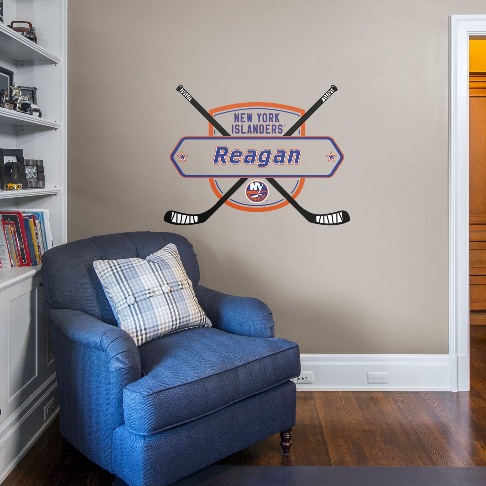 New York Islanders: Personalized Name - Officially Licensed NHL Transfer Decal 51.0"W x 38.0"H by Fathead | Vinyl