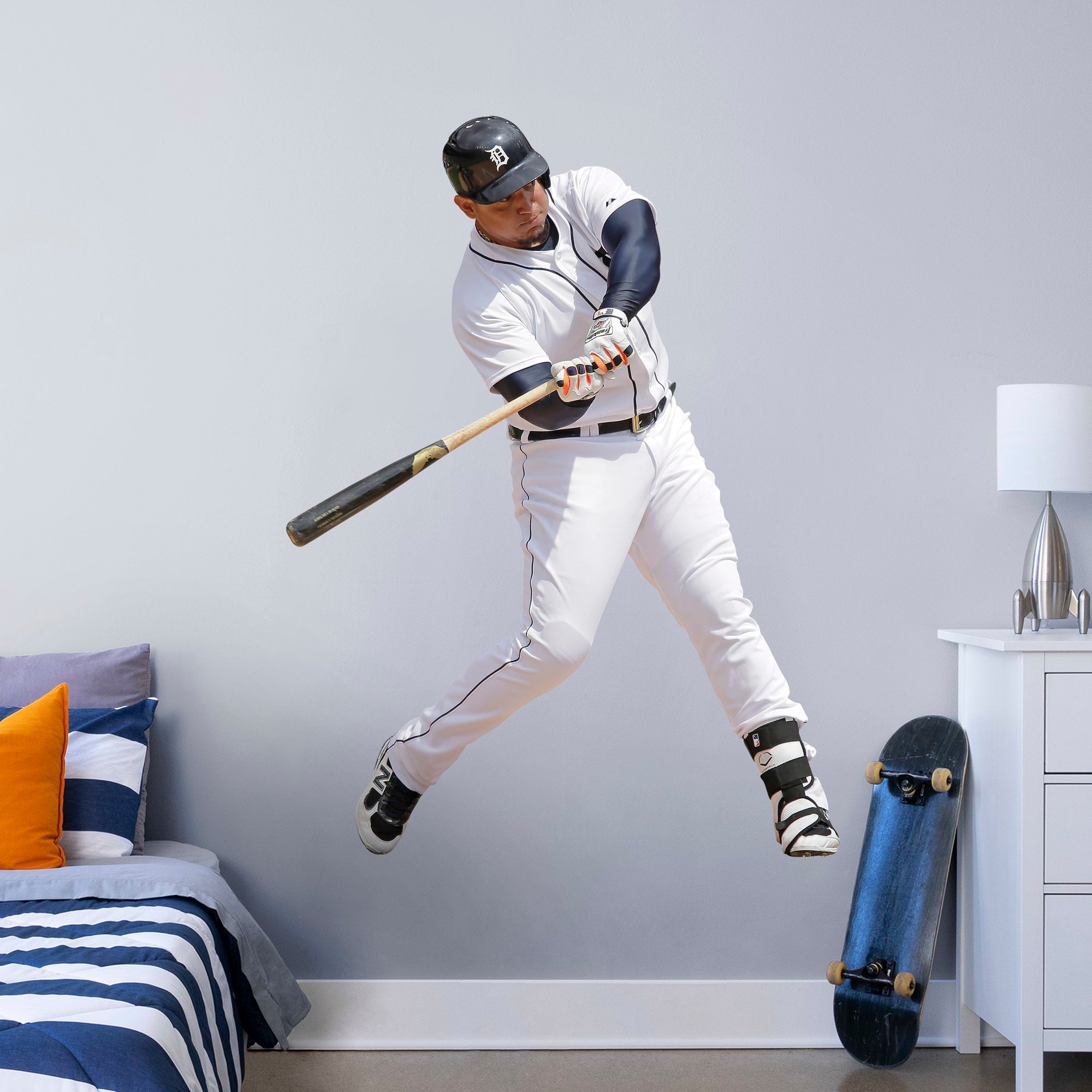 Miguel Cabrera for Detroit Tigers - Officially Licensed MLB Removable Wall Decal Giant Athlete + 2 Decals (38"W x 51"H) by Fathe