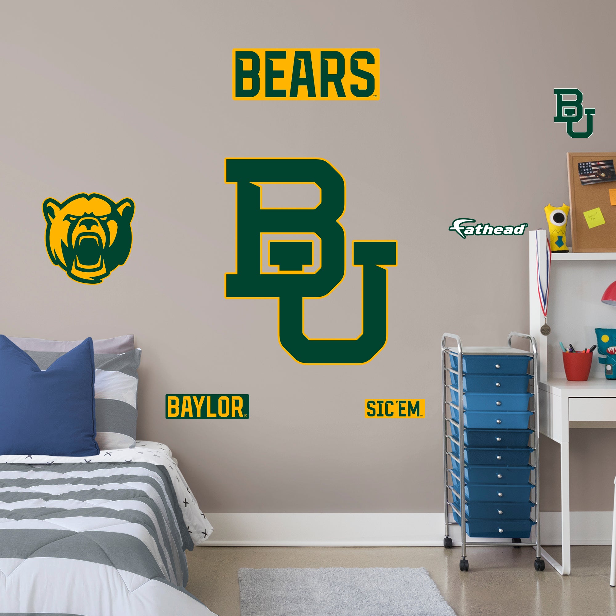 Baylor Bears 2020 RealBig Logo - Officially Licensed NCAA Removable Wall Decal Giant Decal (32"W x 38"H) by Fathead | Vinyl