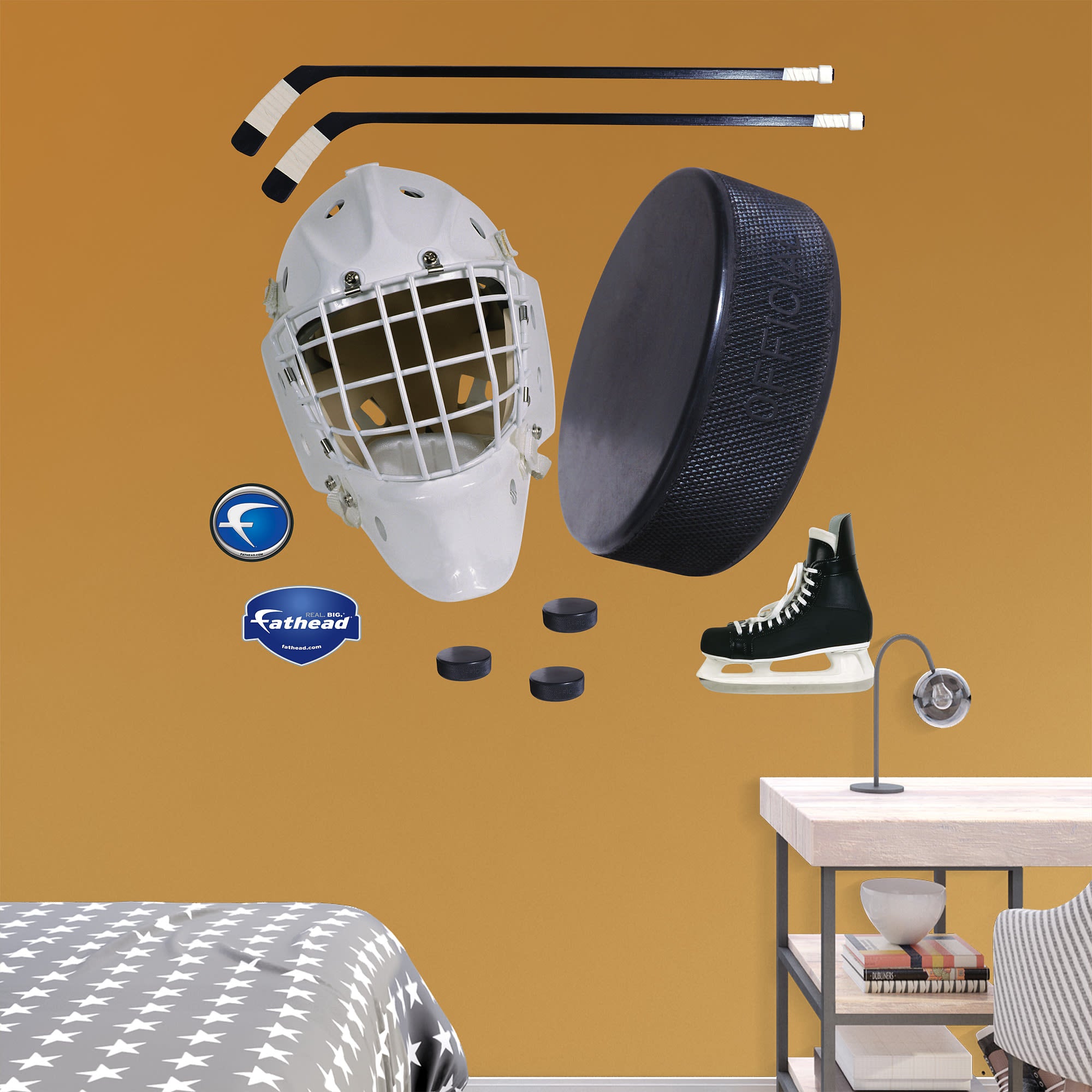 Hockey: Assorted Graphics - Removable Vinyl Decal 52"W x 39.5"H by Fathead