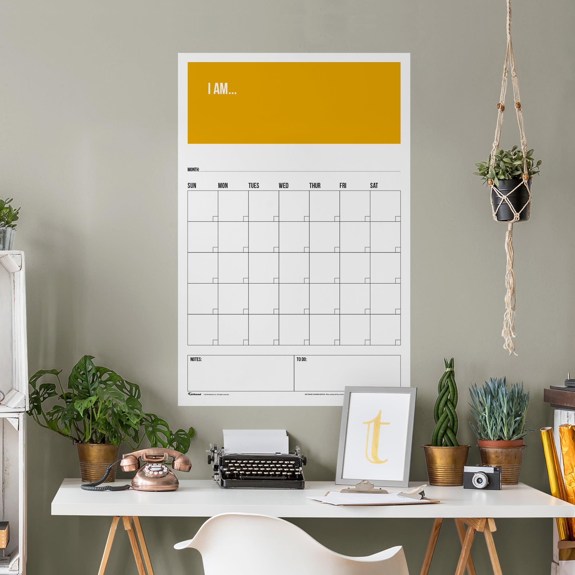One Month Calendar: "I Am" Design - Removable Dry Erase Vinyl Decal 26.0"W x 39.5"H by Fathead