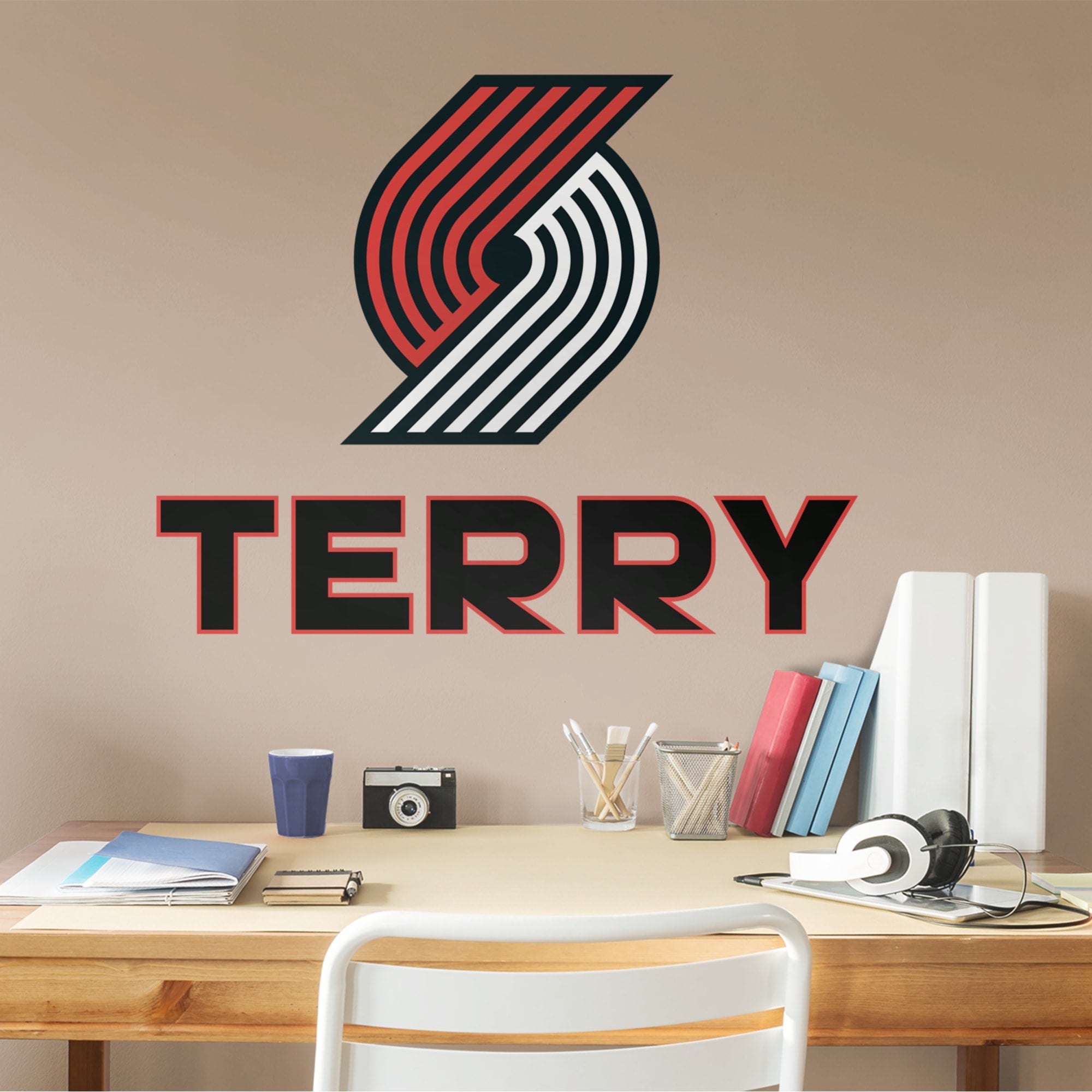 Portland Trail Blazers: Stacked Personalized Name - Officially Licensed NBA Transfer Decal in Black (39.5"W x 52"H) by Fathead |