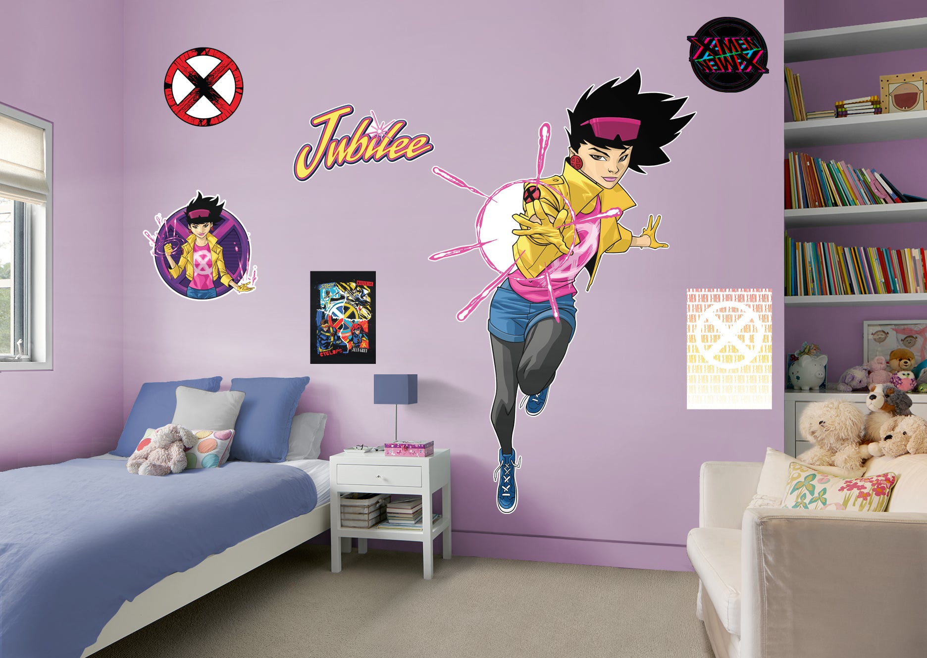 X-Men Jubilee RealBig - Officially Licensed Marvel Removable Wall Decal Life-Size Character + 6 Decals (47"W x 78"H) by Fathead