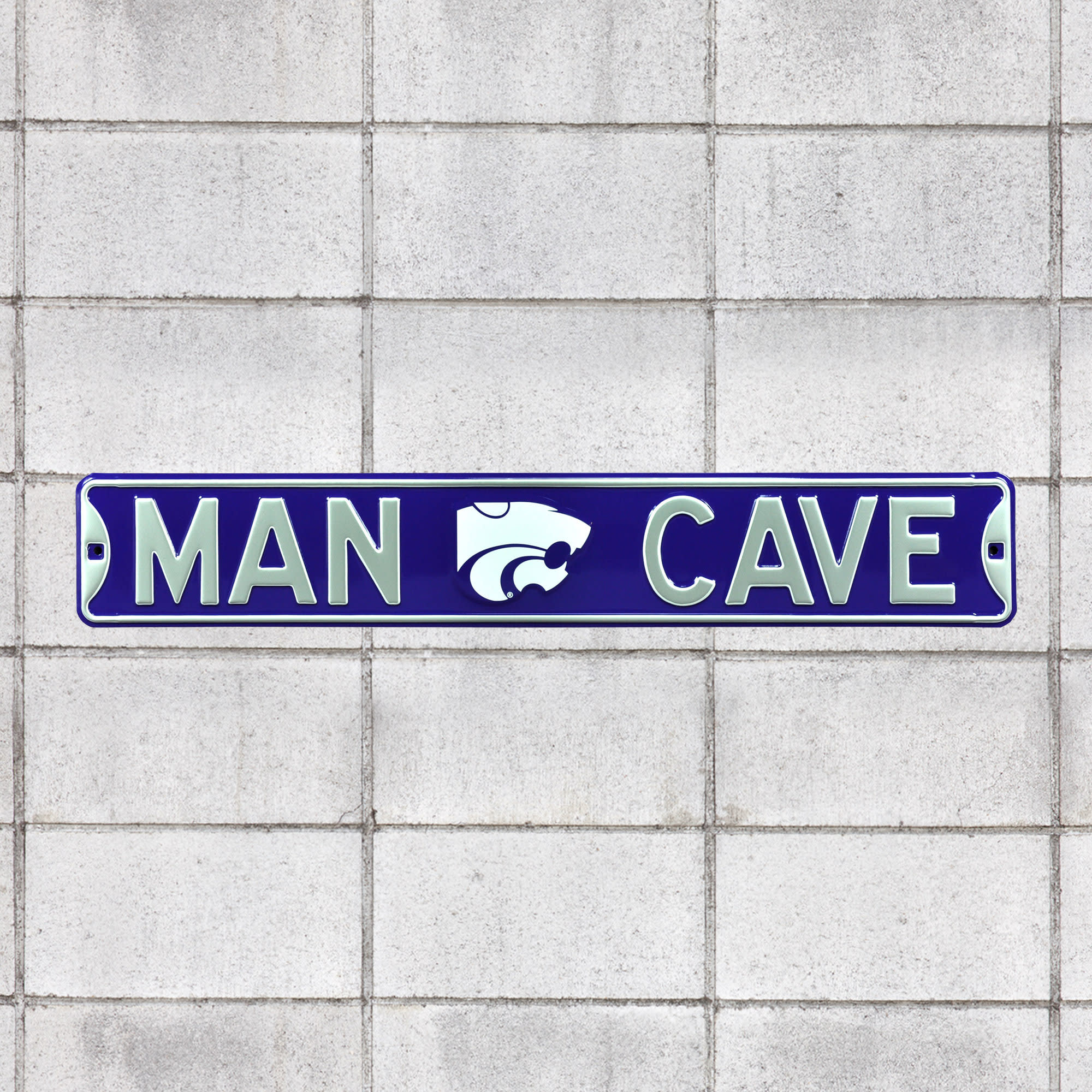 Kansas State Wildcats: Man Cave - Officially Licensed Metal Street Sign 36.0"W x 6.0"H by Fathead | 100% Steel
