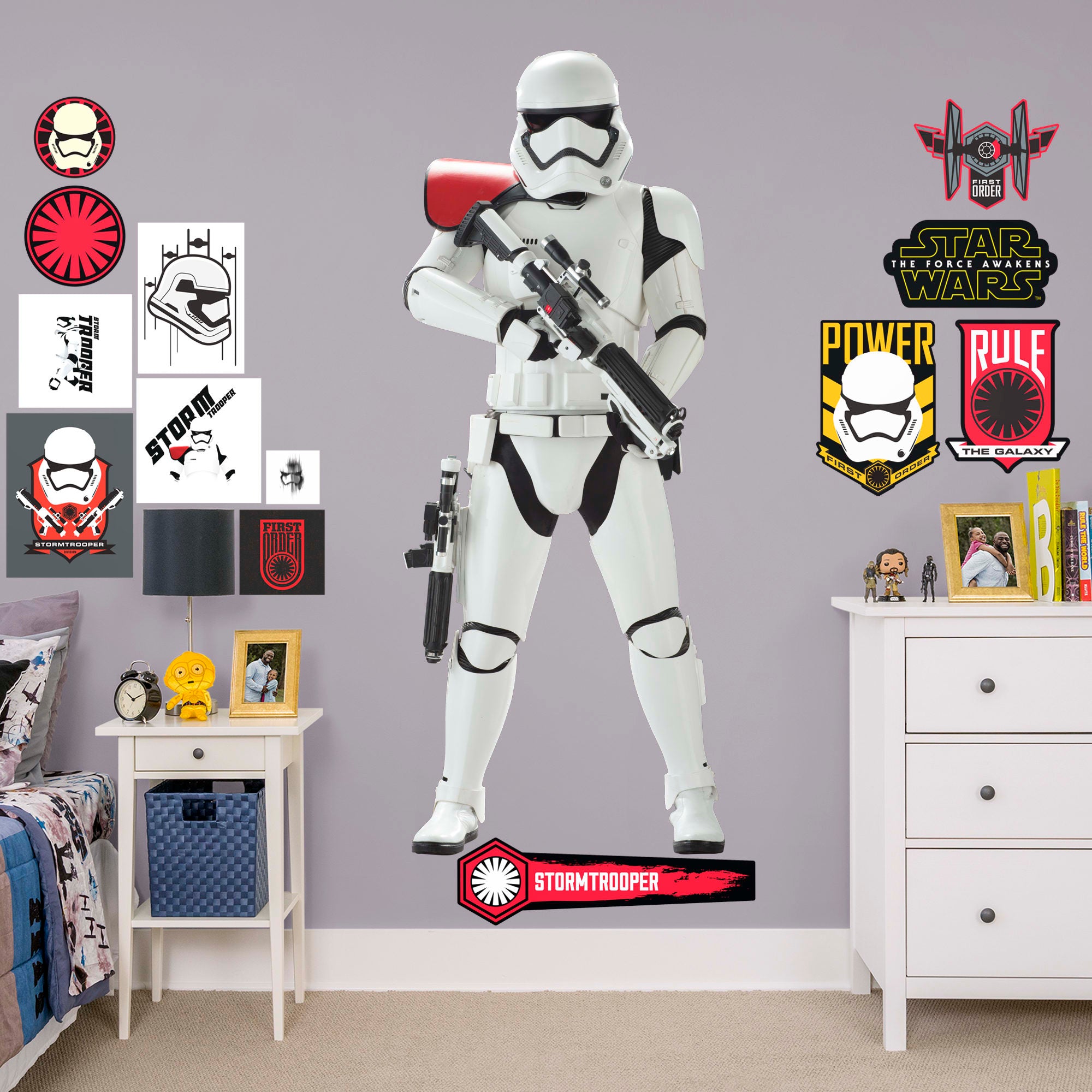 Stormtrooper - Star Wars: The Force Awakens - Officially Licensed Removable Wall Decal Life-Size Character + 13 Decals (31"W x 7