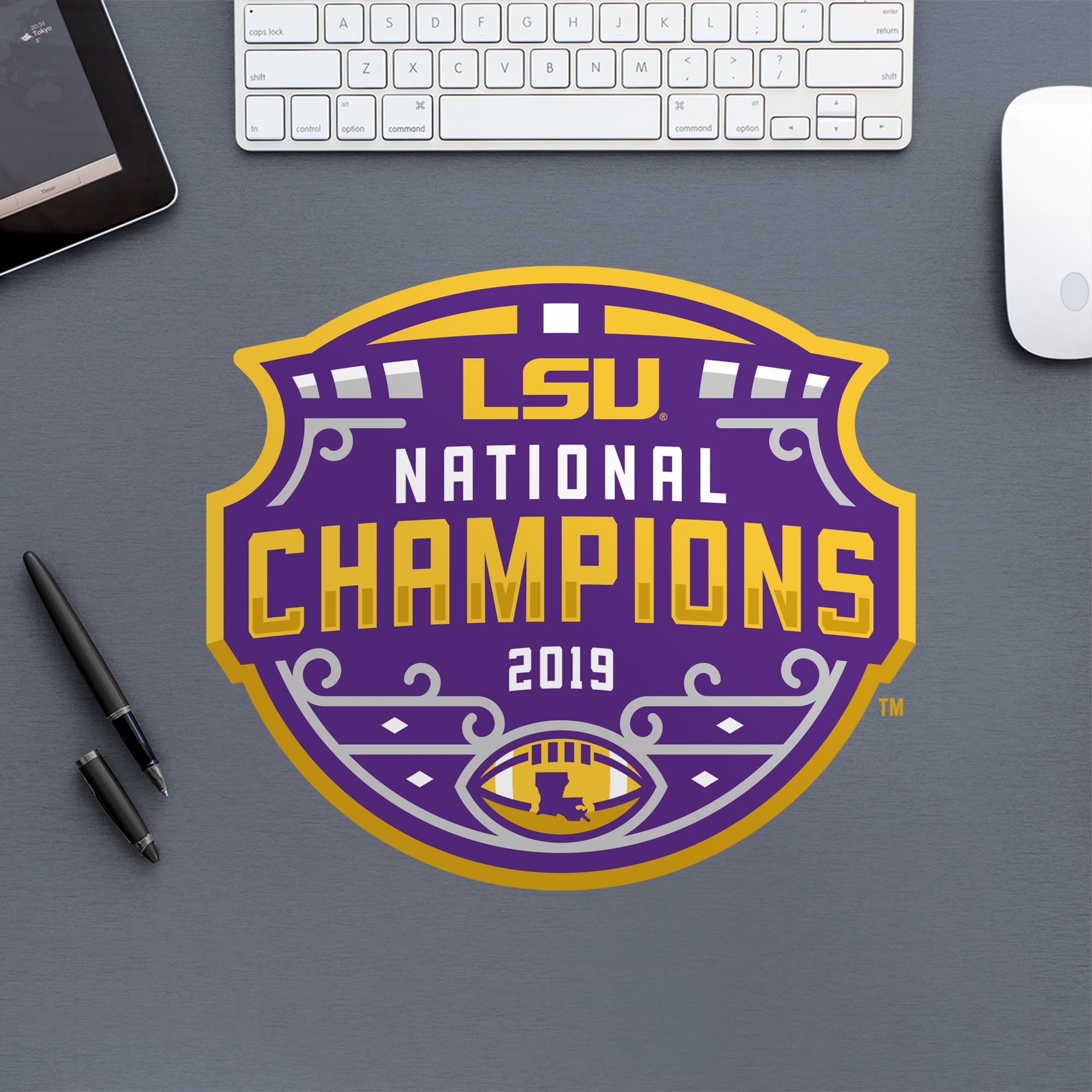 LSU Tigers: 2019 Football Champions Logo - Officially Licensed Removable Wall Decal Large by Fathead | Vinyl