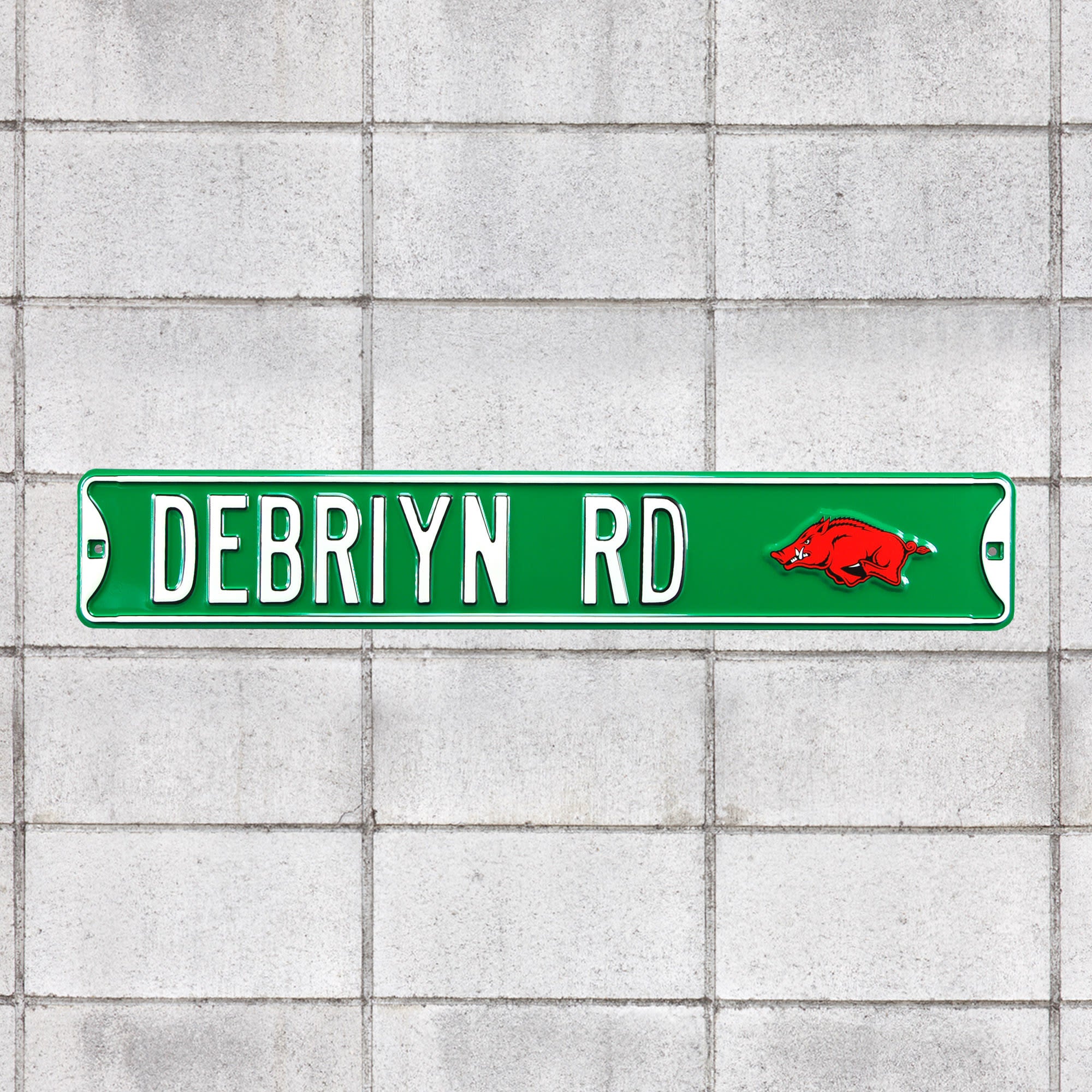 Arkansas Razorbacks: Debriyn Rd - Officially Licensed Metal Street Sign 36.0"W x 6.0"H by Fathead | 100% Steel