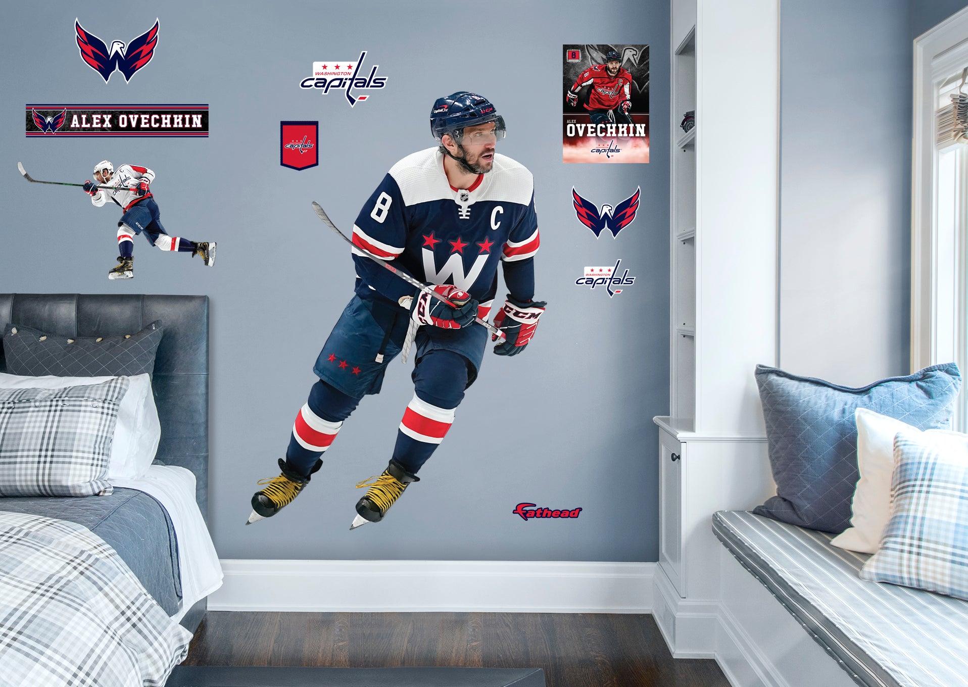 Alex Ovechkin 2021 Navy for Washington Capitals - Officially Licensed NHL Removable Wall Decal Life-Size Athlete + 9 Decals by F