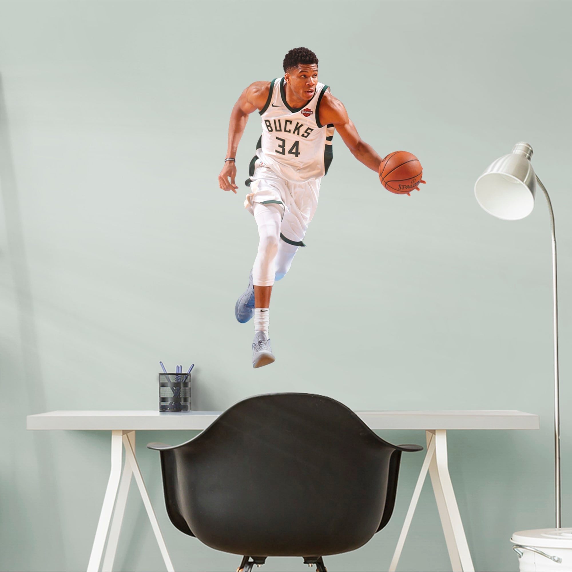 Giannis Antetokounmpo for Milwaukee Bucks - Officially Licensed NBA Removable Wall Decal 25.0"W x 38.0"H by Fathead | Vinyl