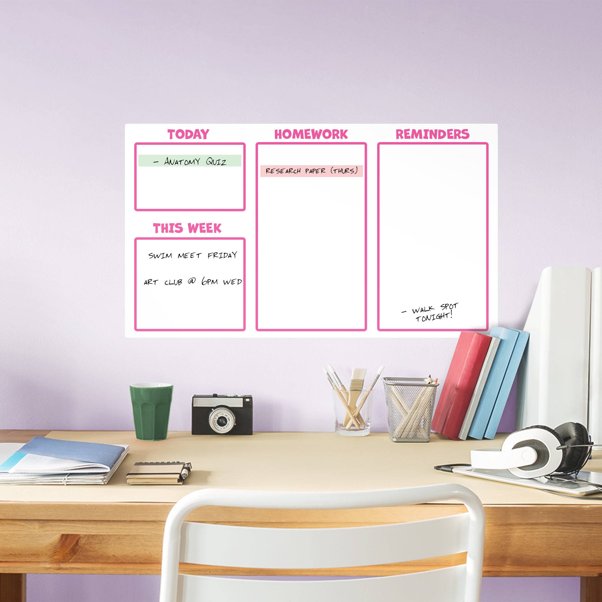 Agenda Organizer: Kid Pink - Removable Dry Erase Vinyl Decal XL by Fathead