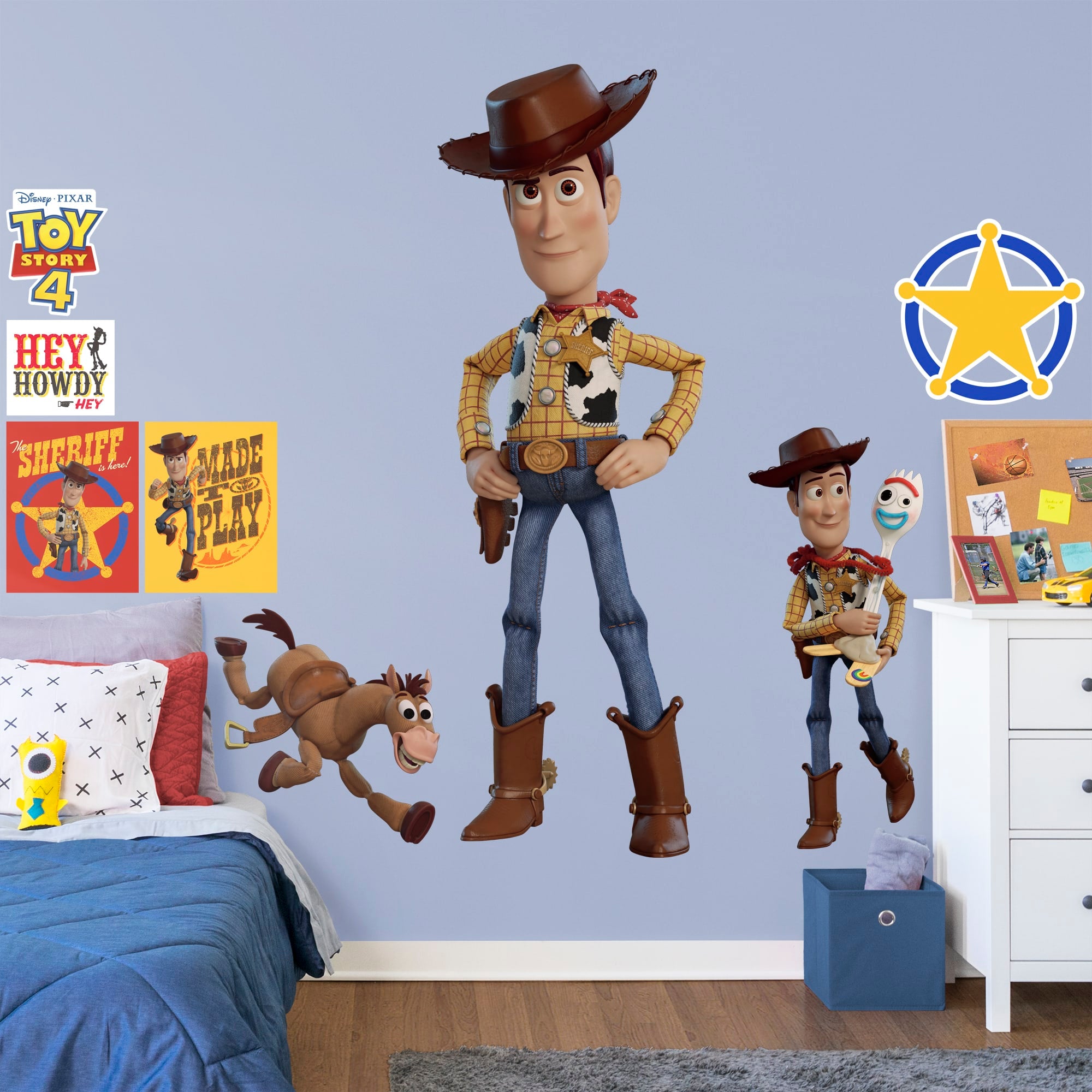 Toy Story 4: Woody - Officially Licensed Disney/PIXAR Removable Wall Graphic Huge Character + 9 Decals (26"W x 78"H) by Fathead