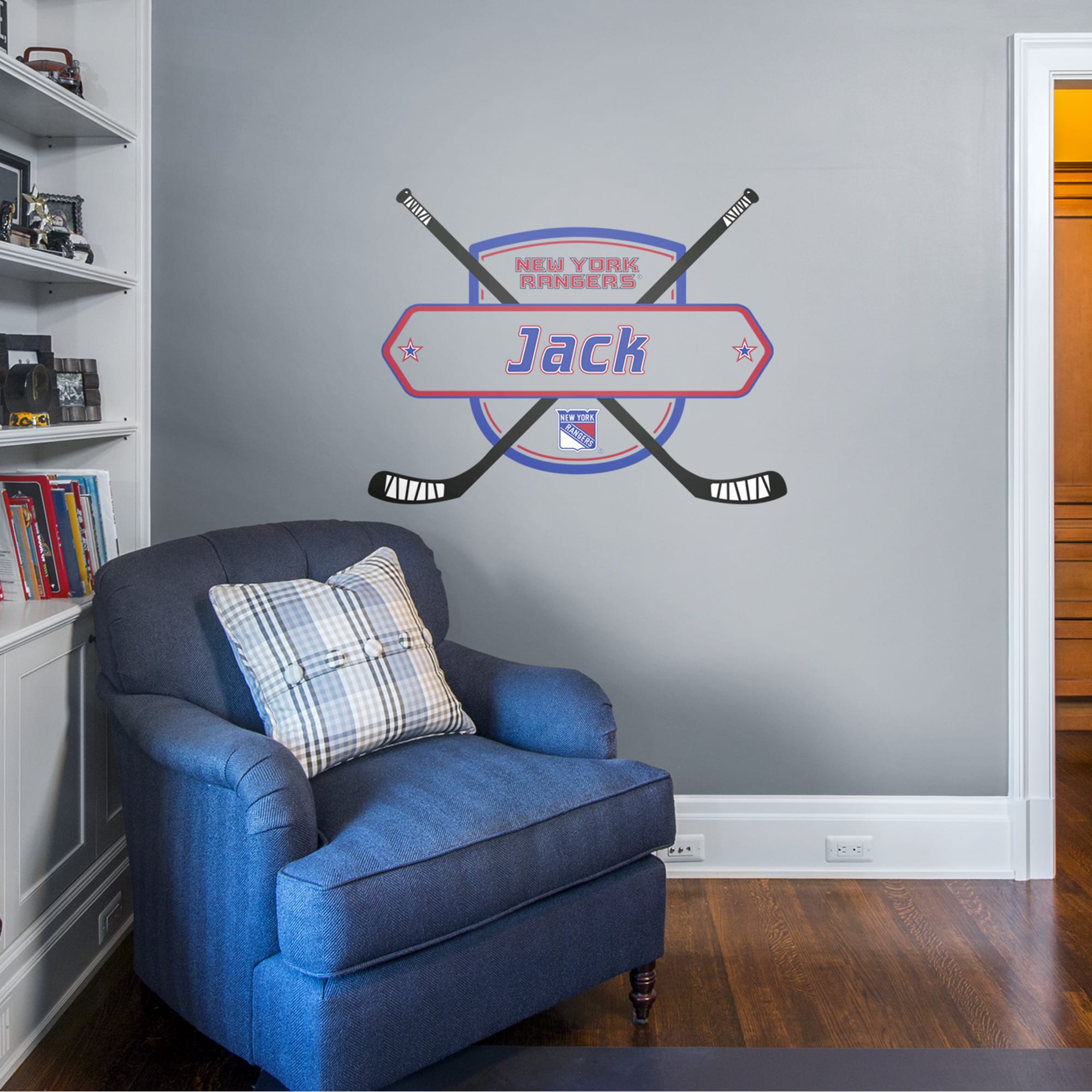 New York Rangers: Personalized Name - Officially Licensed NHL Transfer Decal 51.0"W x 38.0"H by Fathead | Vinyl