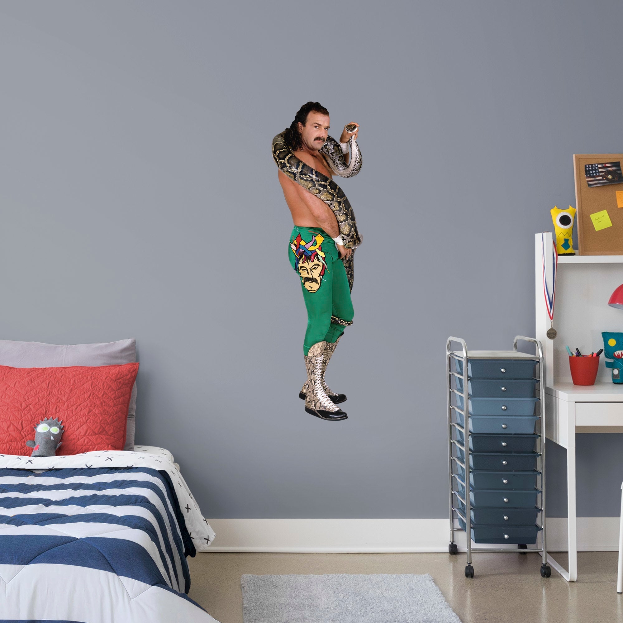 Jake the Snake Roberts for WWE - Officially Licensed Removable Wall Decal Giant Superstar + 2 Decal (15"W x 51"H) by Fathead | V