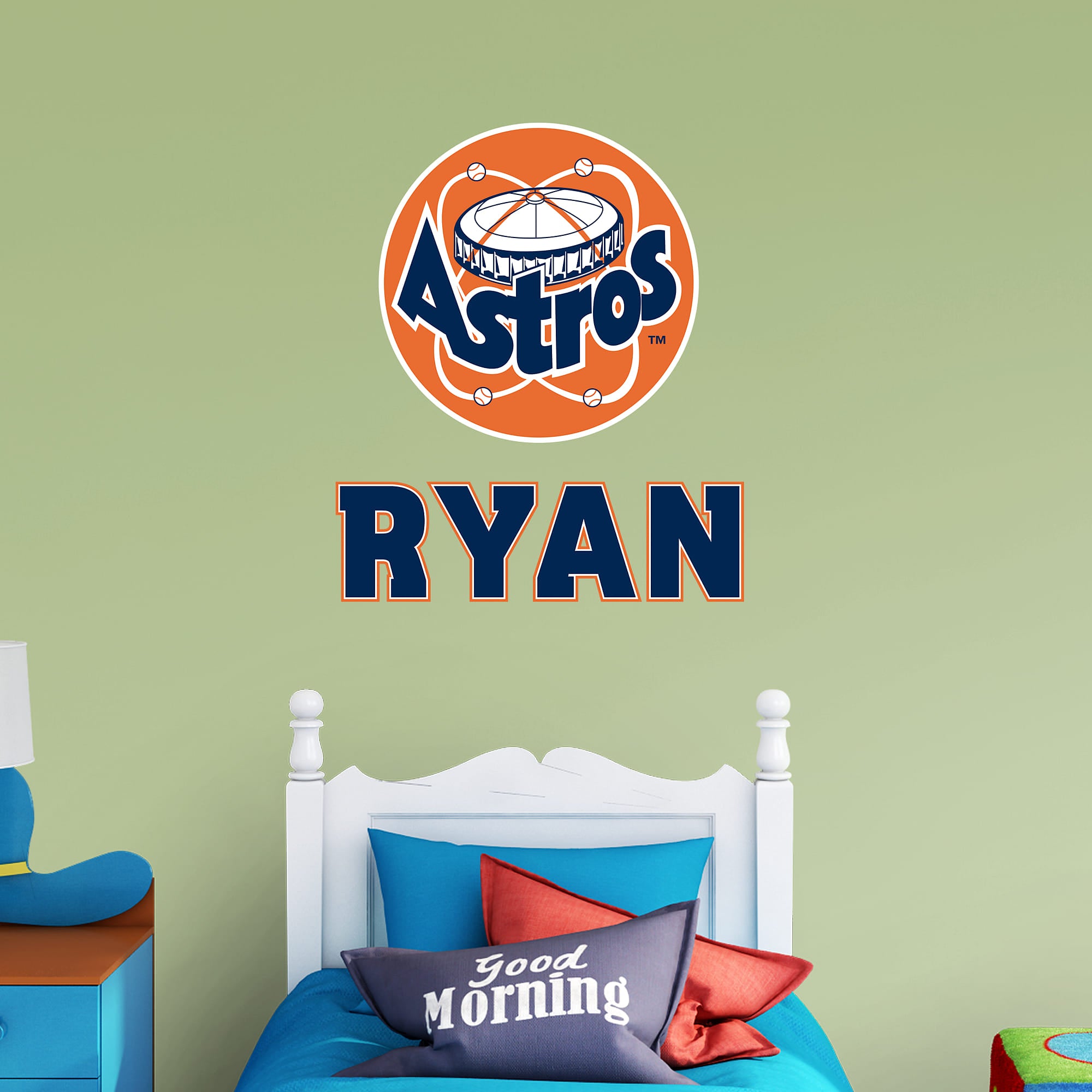 Houston Astros: Classic Stacked Personalized Name - Officially Licensed MLB Transfer Decal in Navy (52"W x 39.5"H) by Fathead |