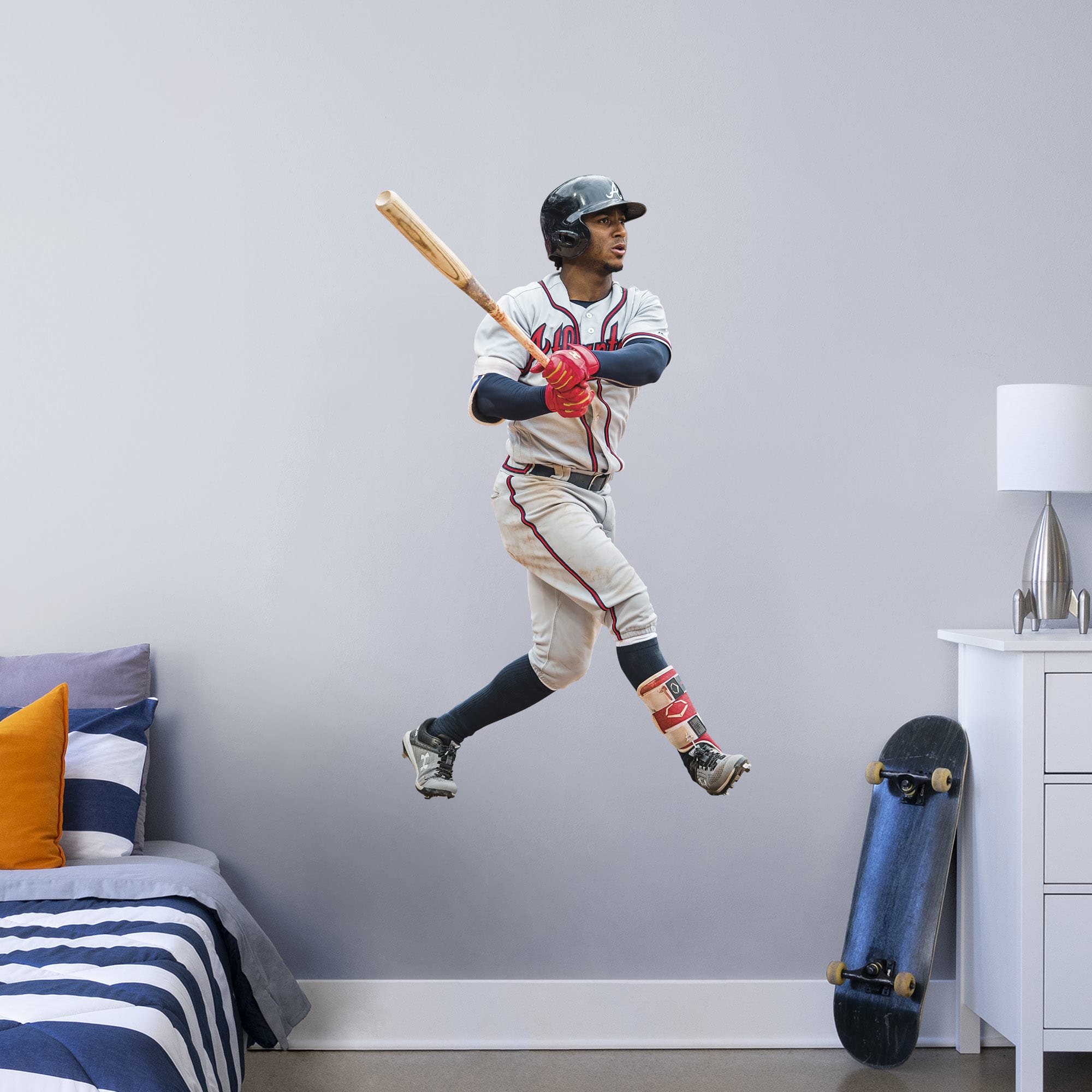 Ozzie Albies for Atlanta Braves - Officially Licensed MLB Removable Wall Decal Giant Athlete + 2 Decals (31"W x 51"H) by Fathead