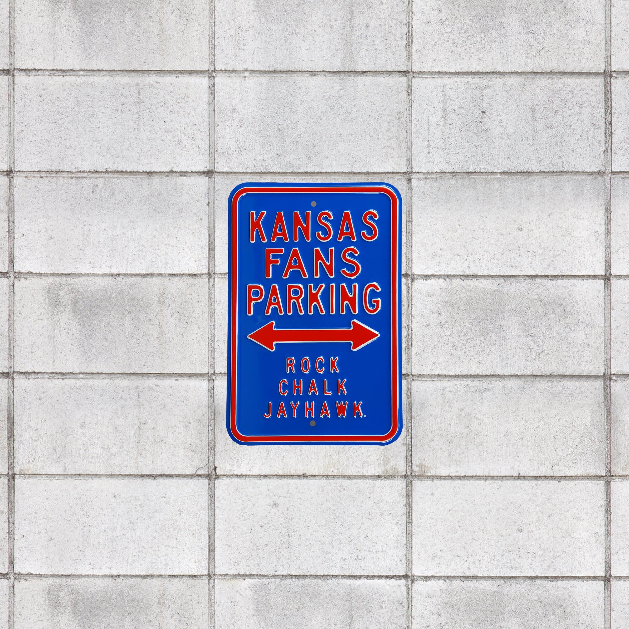 Kansas Jayhawks: Rock Chalk Parking - Officially Licensed Metal Street Sign 18.0"W x 12.0"H by Fathead | 100% Steel