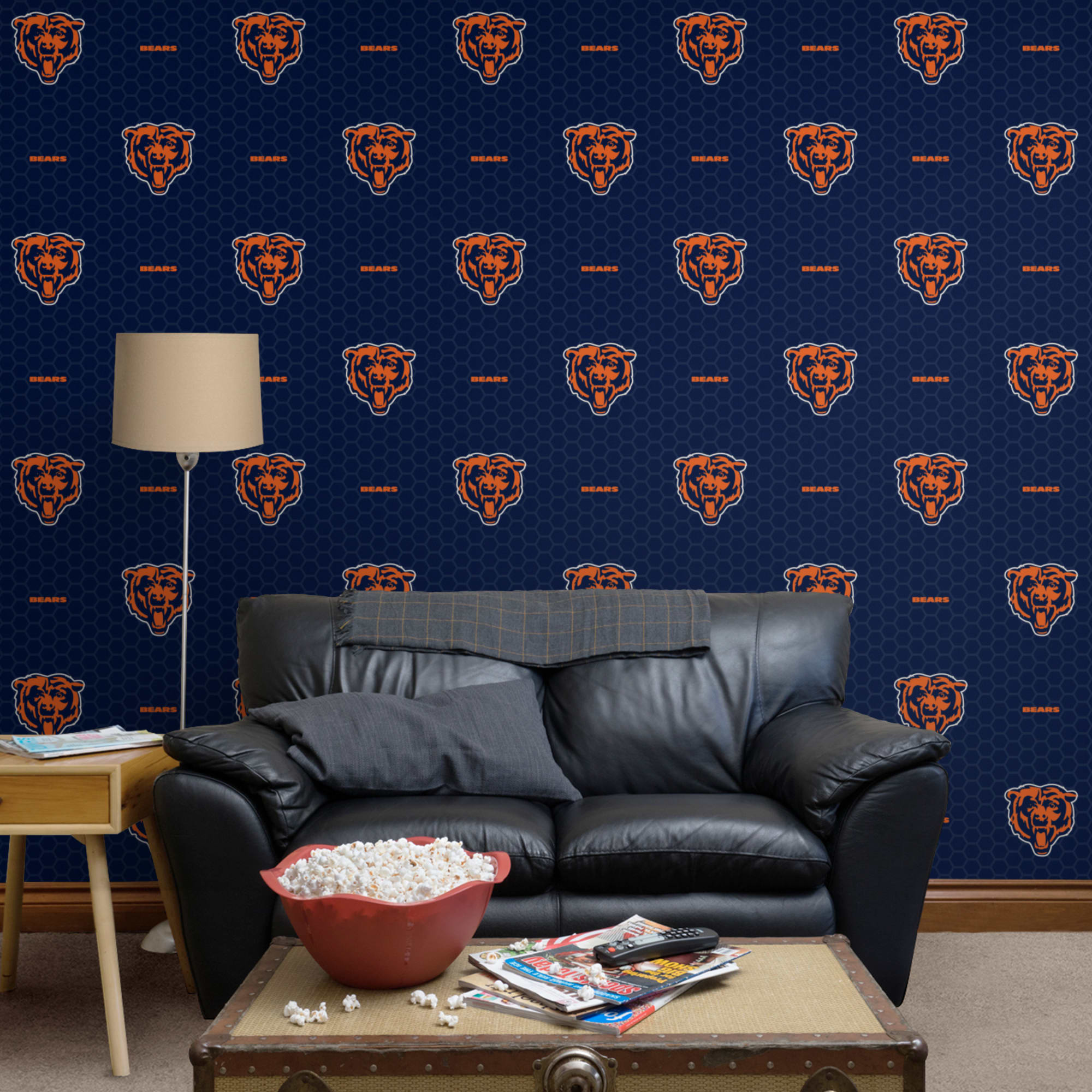 Chicago Bears: Logo Pattern - Officially Licensed NFL Removable Wallpaper 12" x 12" Sample by Fathead | 100% Vinyl