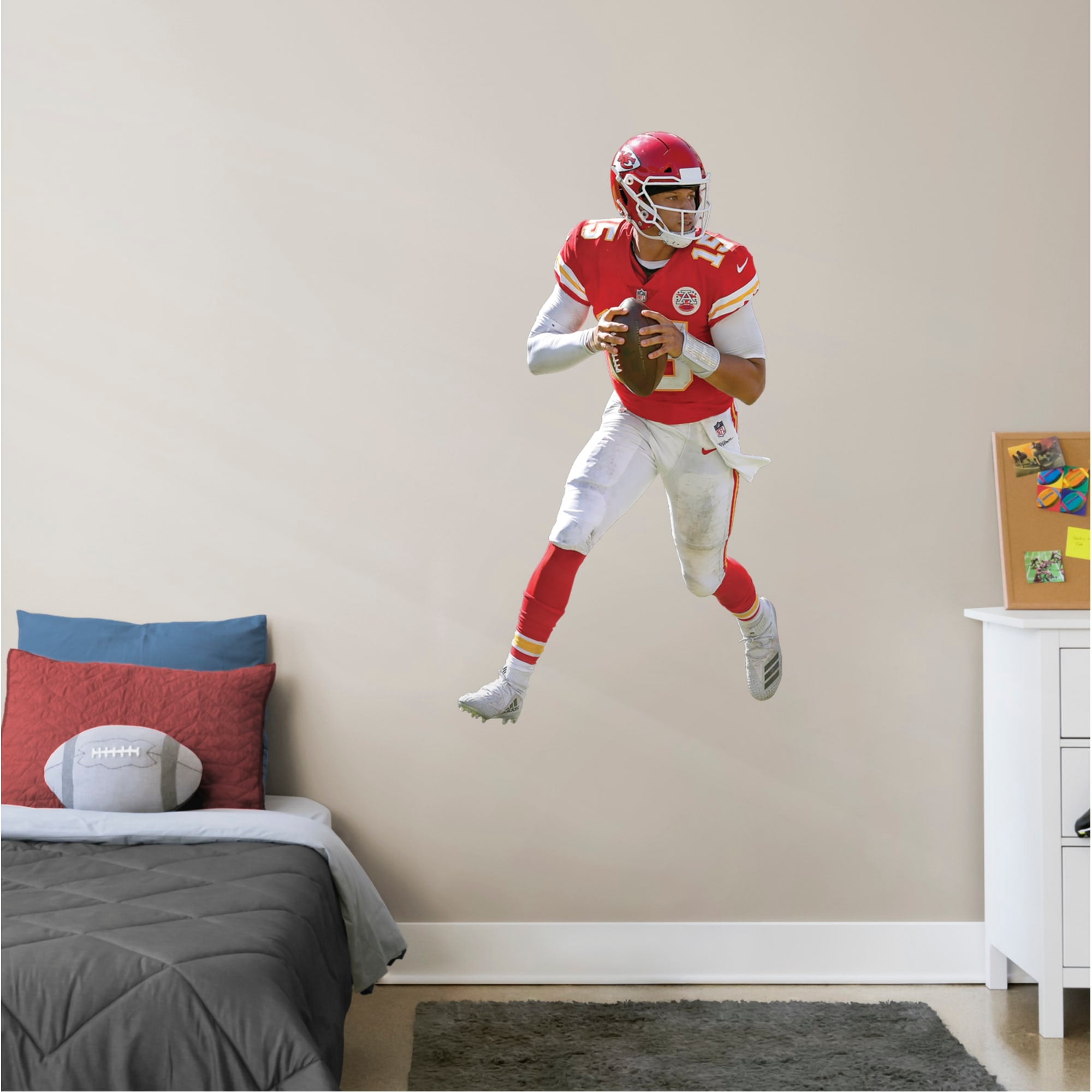 Patrick Mahomes for Kansas City Chiefs - Officially Licensed NFL Removable Wall Decal Giant Athlete + 2 Decals (28"W x 51"H) by