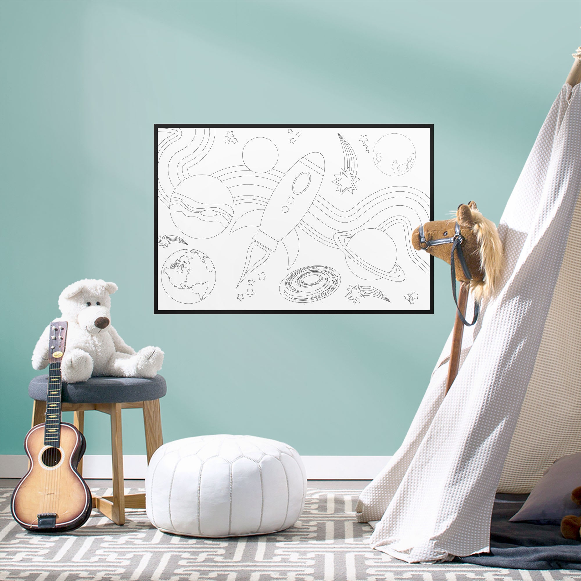 Coloring Sheet: Outer Space - Removable Dry Erase Vinyl Decal 34.0"W x 22.0"H by Fathead