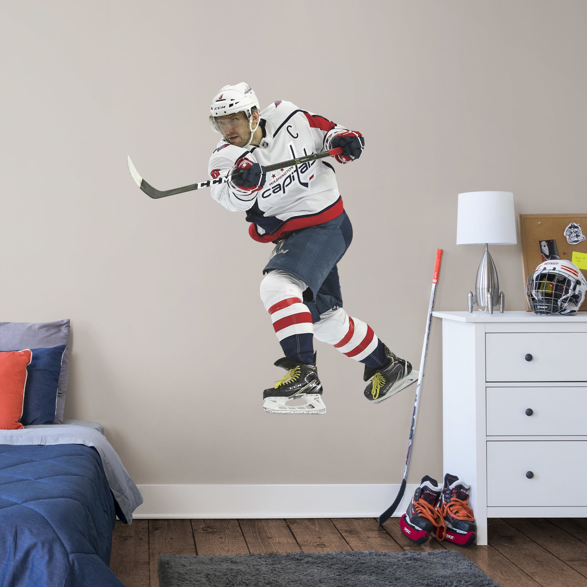 Alex Ovechkin for Washington Capitals - Officially Licensed NHL Removable Wall Decal Life-Size Athlete + 2 Decals (67"W x 74"H)