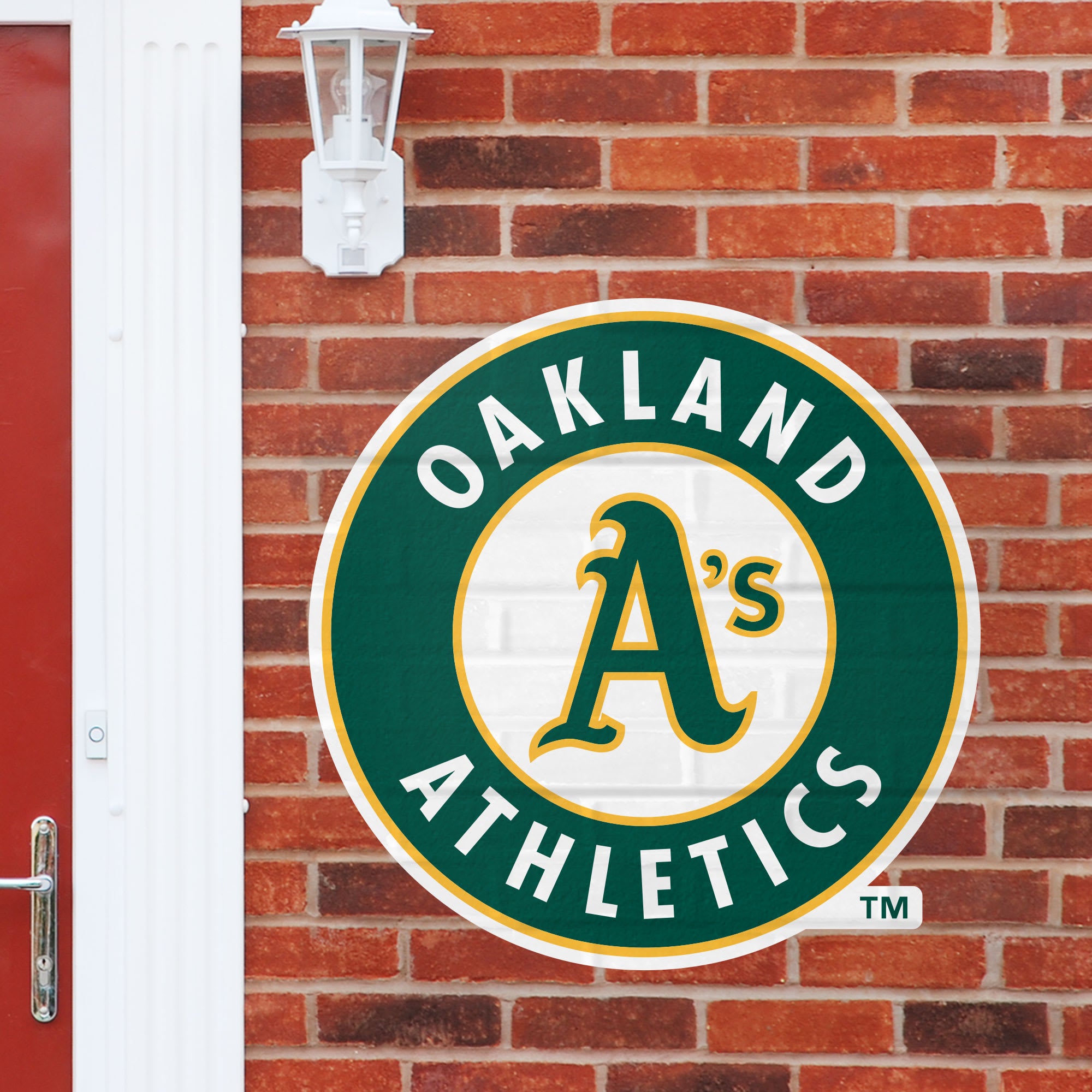 Oakland Athletics: Logo - Officially Licensed MLB Outdoor Graphic Giant Logo (30"W x 30"H) by Fathead | Wood/Aluminum