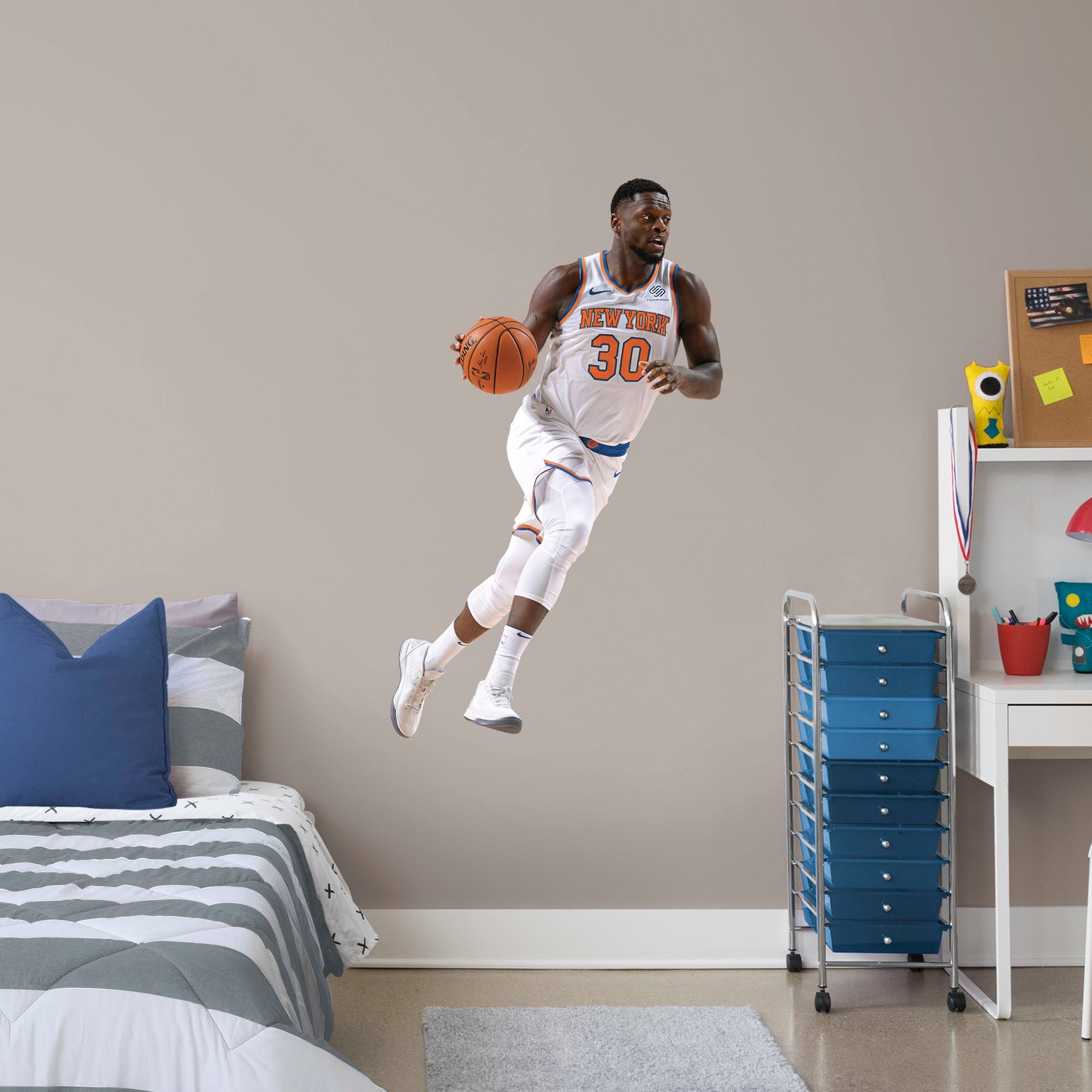 Julius Randle for New York Knicks - Officially Licensed NBA Removable Wall Decal Giant Athlete + 2 Decals (30"W x 51"H) by Fathe