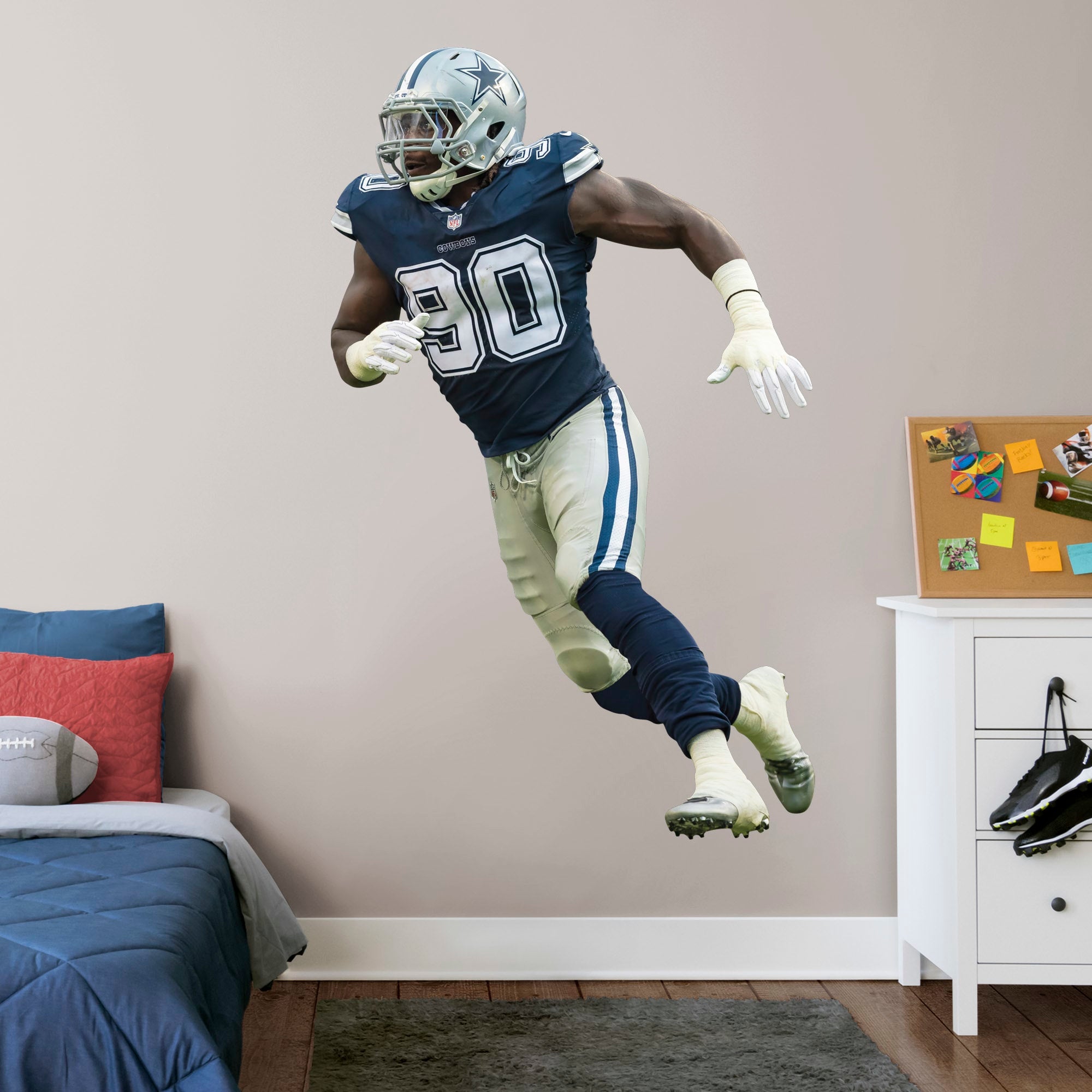 Demarcus Lawrence for Dallas Cowboys - Officially Licensed NFL Removable Wall Decal Life-Size Athlete + 2 Decals (47"W x 78"H) b