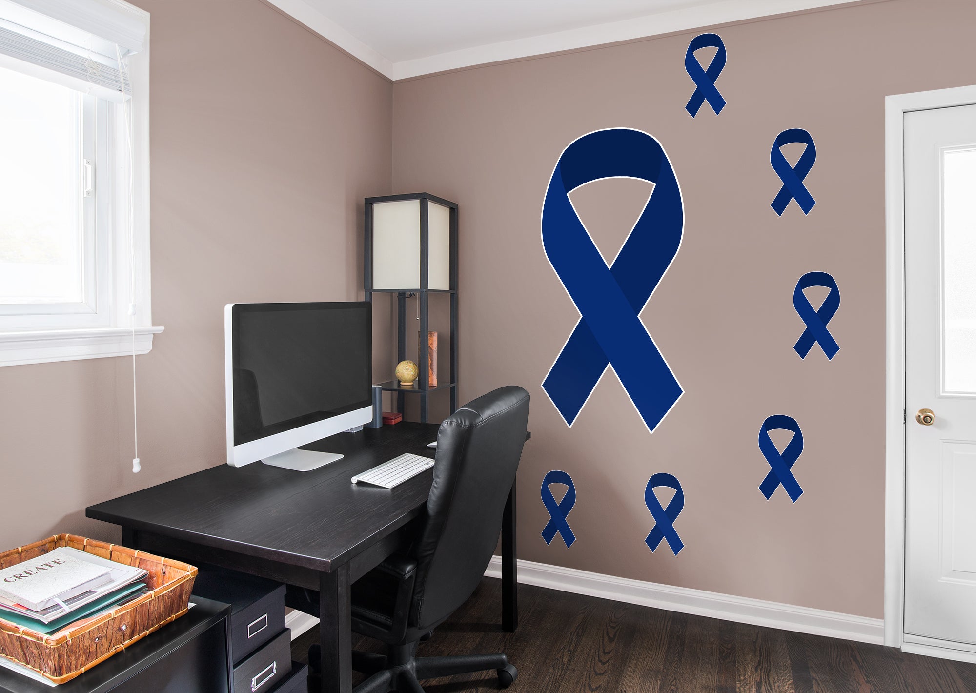 Colors of Cancer Ribbons: American Cancer Society Removable Wall Decal Giant Colon Cancer Ribbon + 6 Decals (24"W x 51"H) by Fat