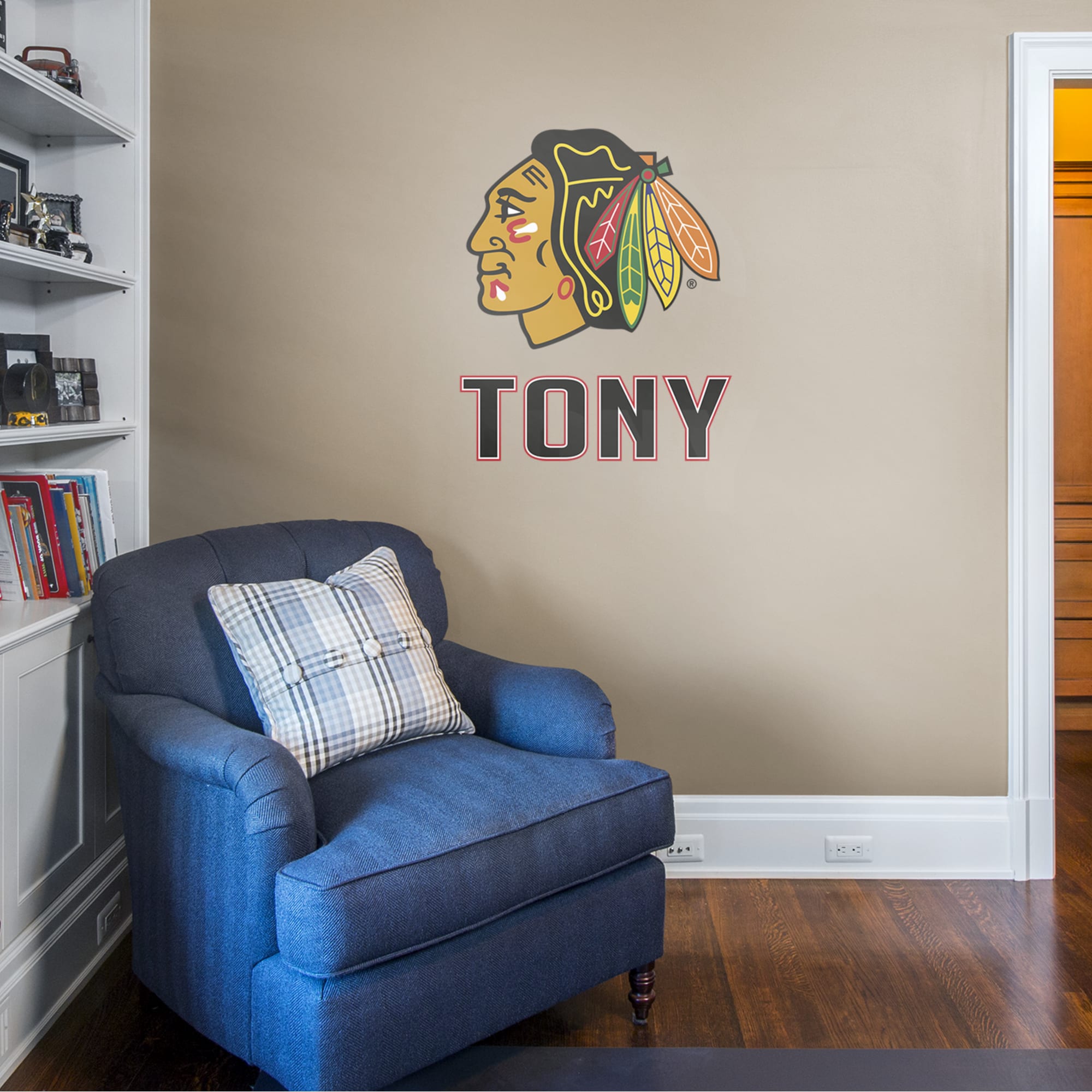 Chicago Blackhawks: Stacked Personalized Name - Officially Licensed NHL Transfer Decal in Black (39.5"W x 52"H) by Fathead | Vin