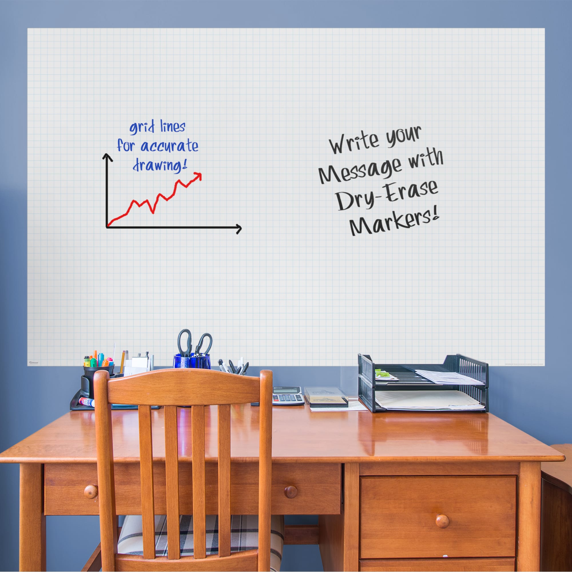 Graph Whiteboard - Removable Dry Erase Vinyl Decal 52.0"W x 79.0"H by Fathead