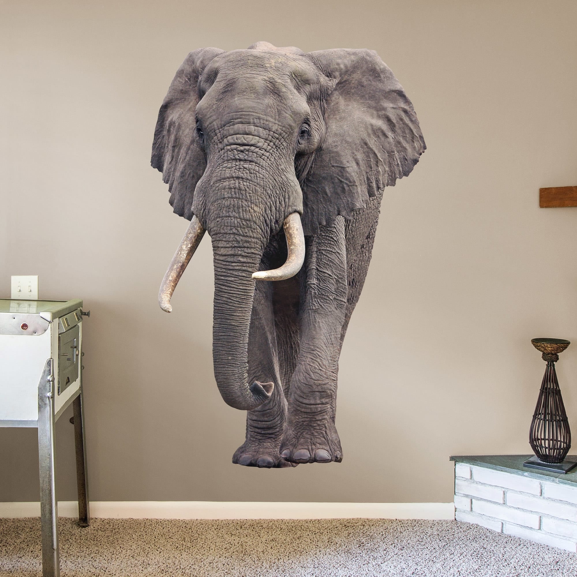 Elephant - Removable Vinyl Decal Huge Animal + 2 Decals (51"W x 78"H) by Fathead