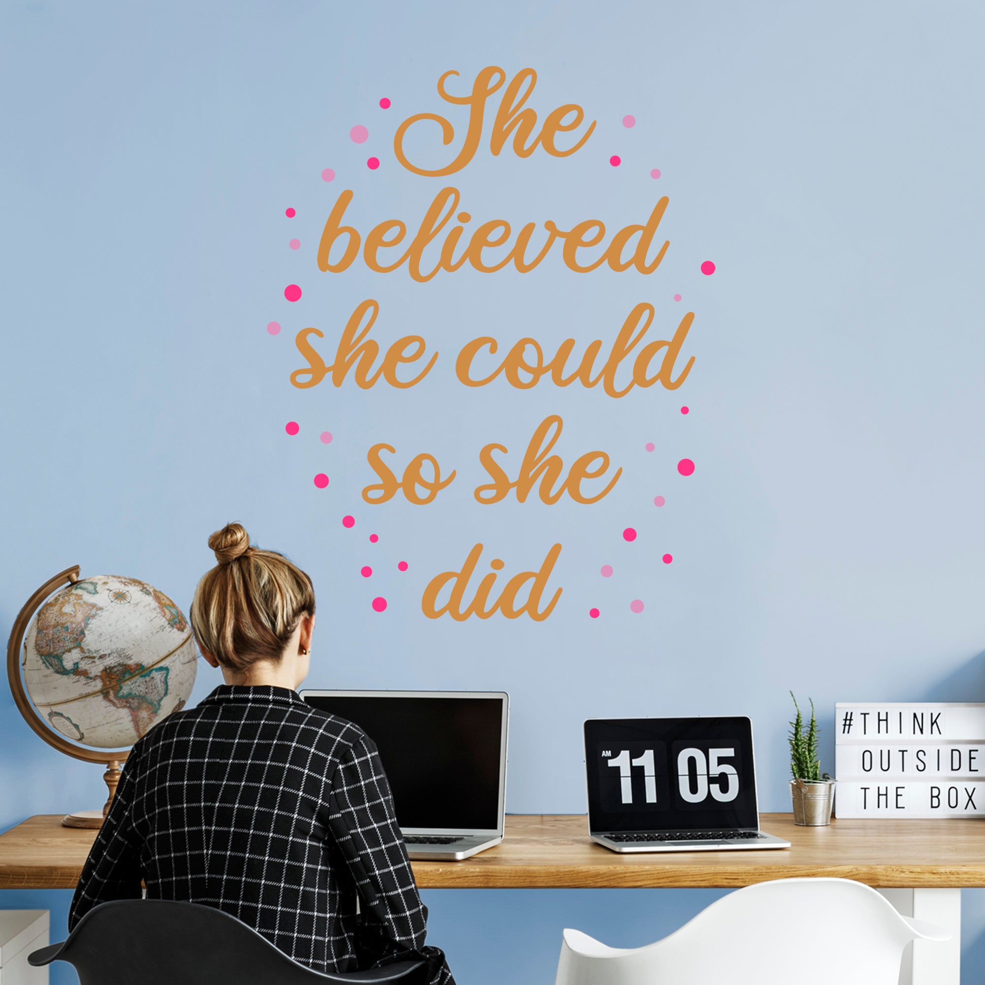 Pre-mask She Believed She Could So She Did - Removable Wall Decal Giant Transfer Decal (35"W x 43"H) by Fathead | Vinyl