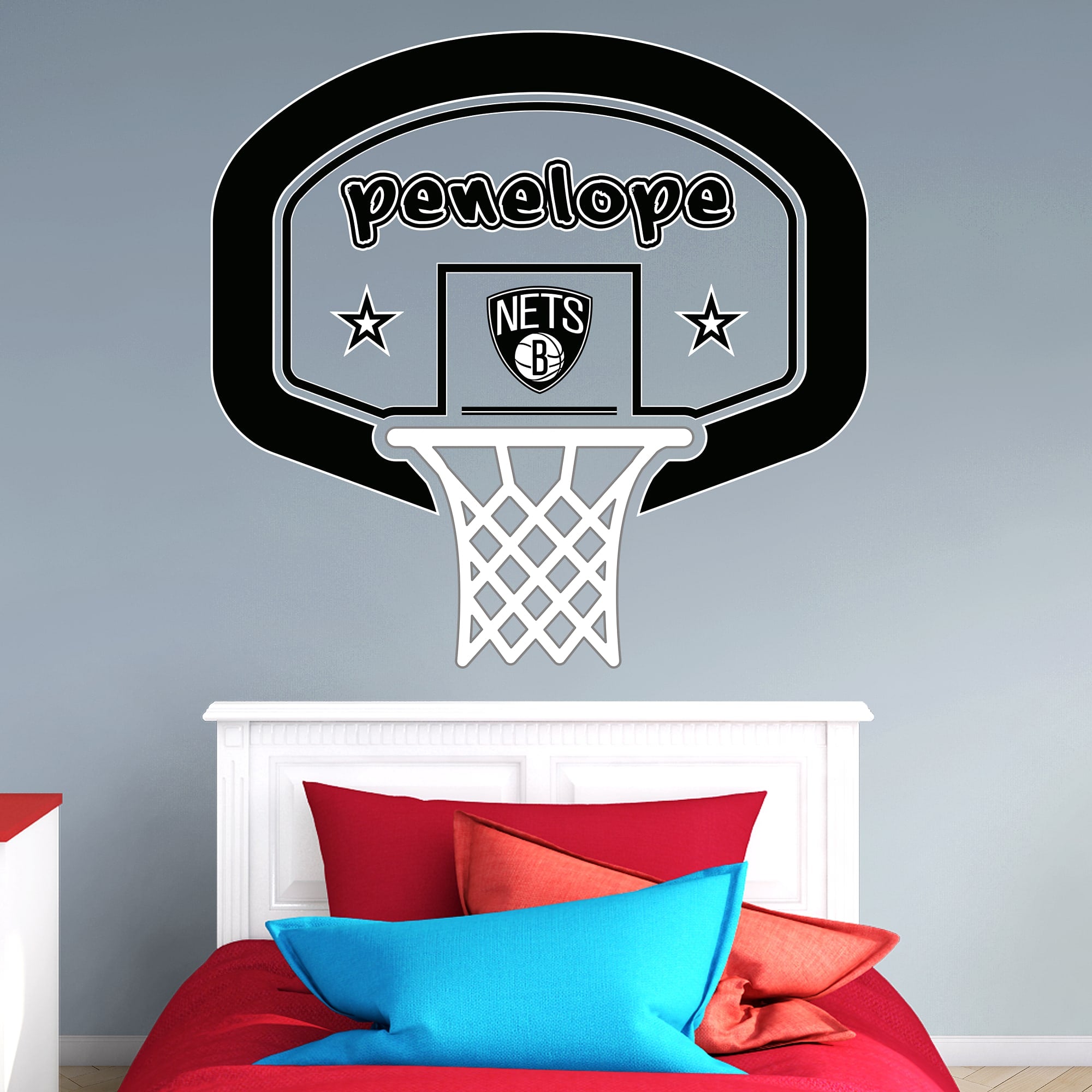 Brooklyn Nets: Personalized Name - Officially Licensed NBA Transfer Decal 52.0"W x 39.5"H by Fathead | Vinyl