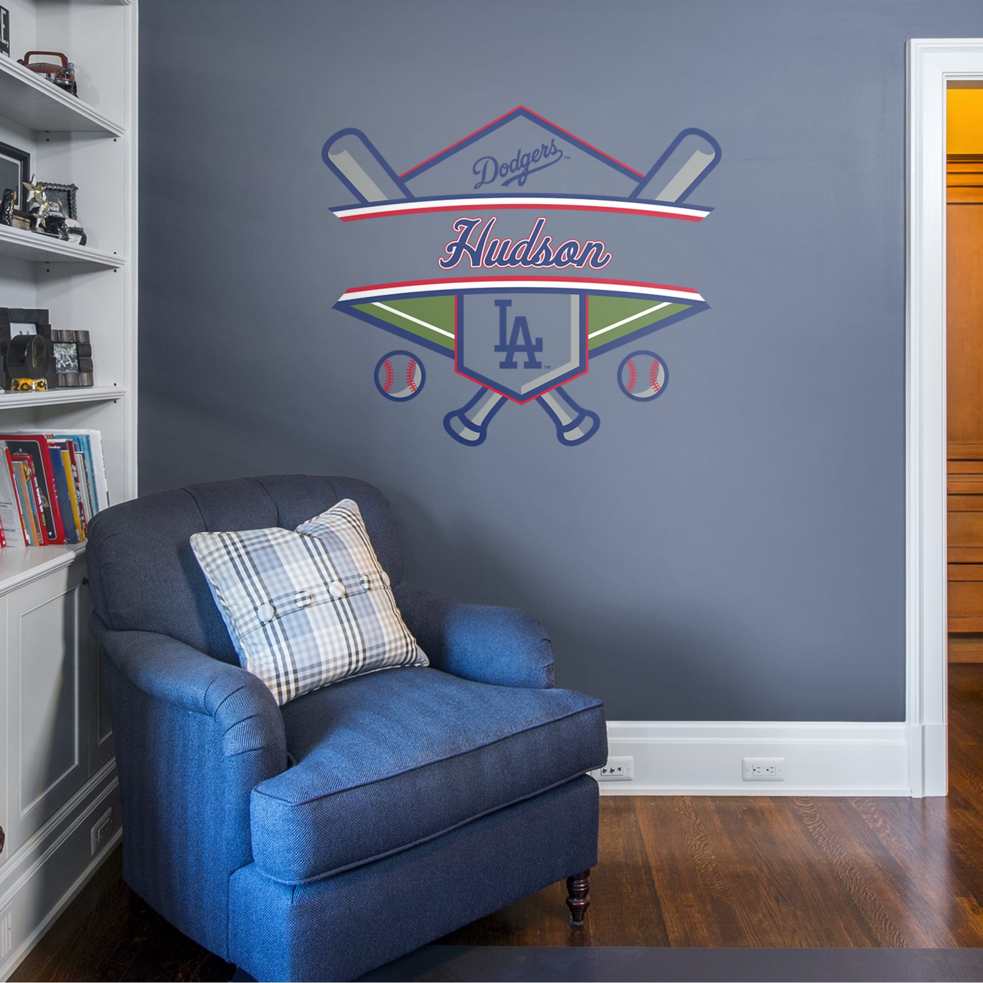 Los Angeles Dodgers: Personalized Name - Officially Licensed MLB Transfer Decal 45.0"W x 39.0"H by Fathead | Vinyl