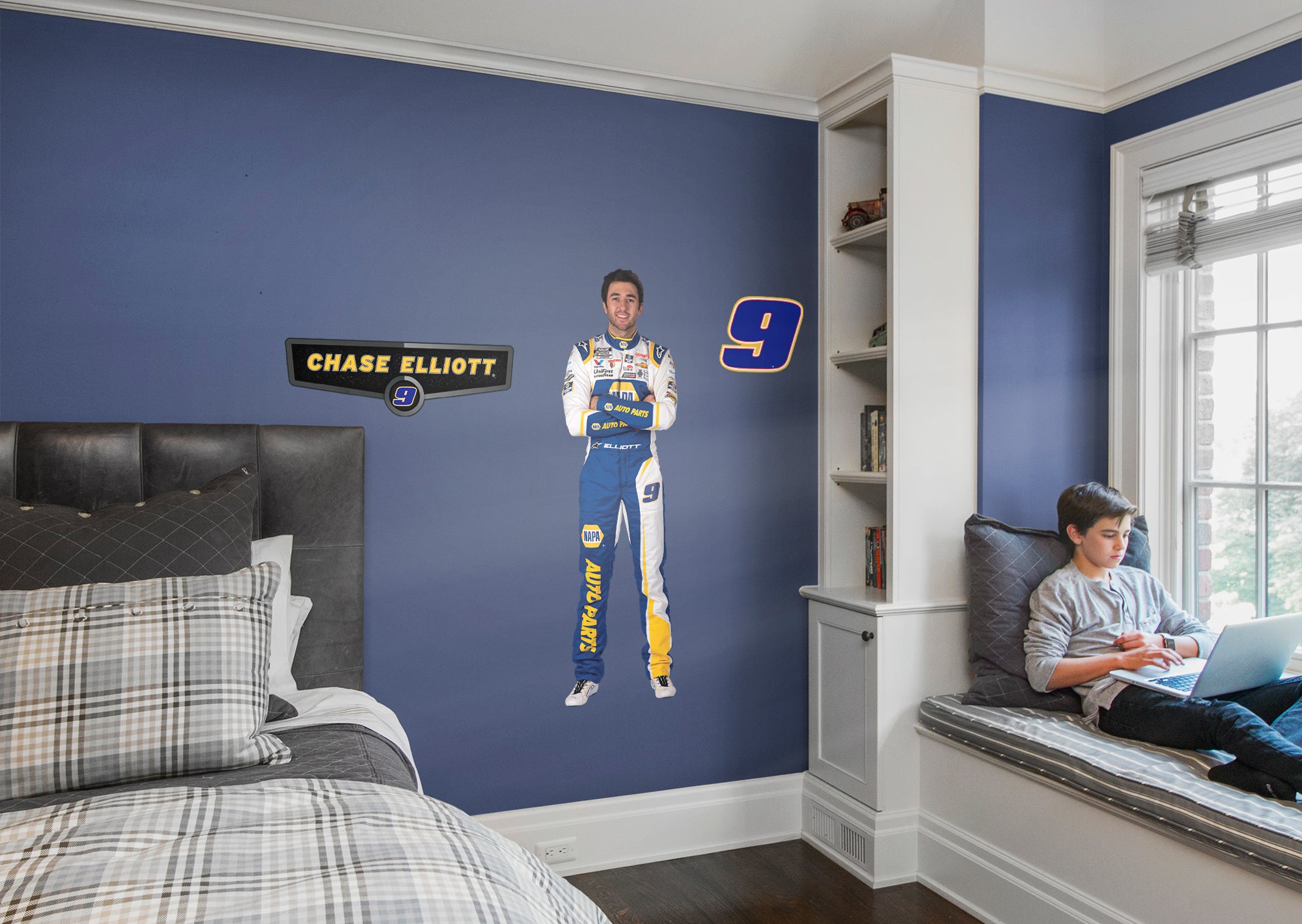 Chase Elliott 2021 Driver - Officially Licensed NASCAR Removable Wall Decal Giant Character + 2 Decals (51"W x 15"H) by Fathead