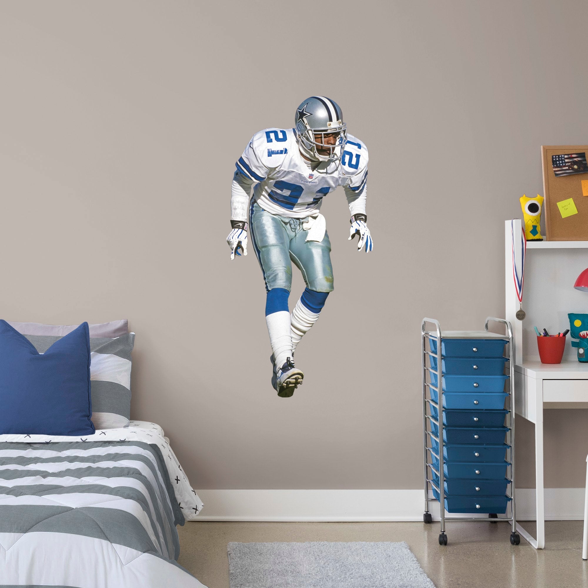 Deion Sanders for Dallas Cowboys: Legend - Officially Licensed NFL Removable Wall Decal Giant Athlete + 2 Decals (25"W x 51"H) b