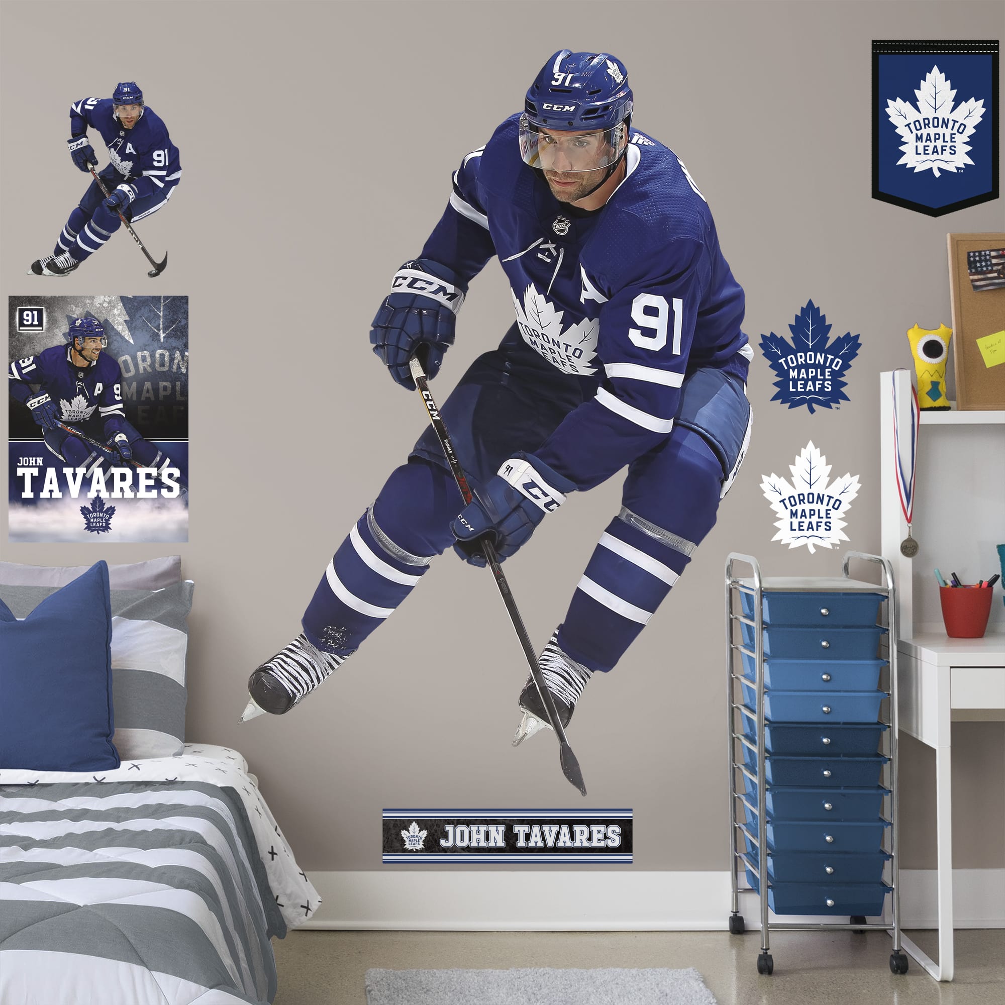 John Tavares for Toronto Maple Leafs - Officially Licensed NHL Removable Wall Decal Life-Size Athlete + 7 Decals (50"W x 72"H) b