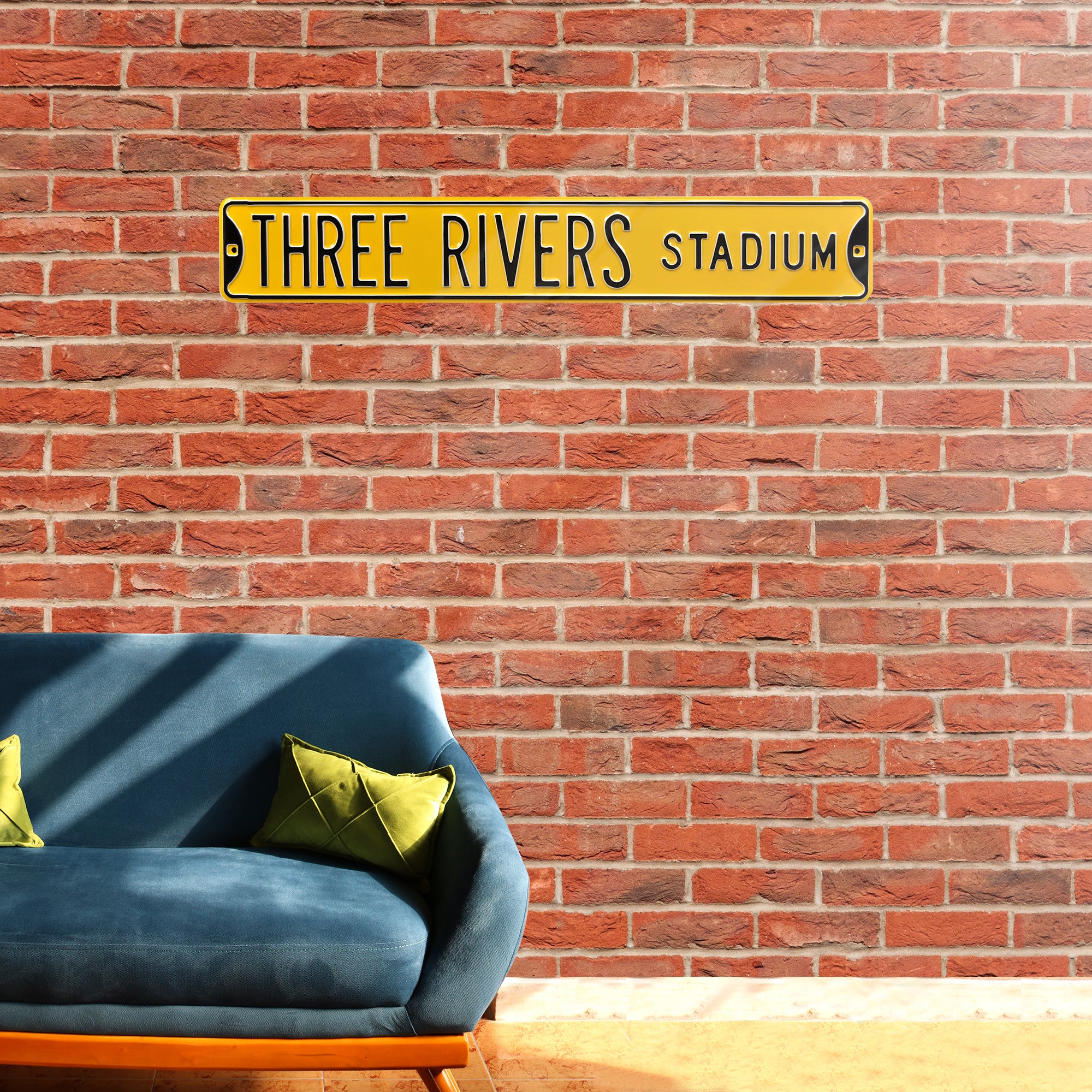 Pittsburgh Pirates Steel Street Sign-THREE RIVERS STADIUM 36" W x 6" H by Fathead