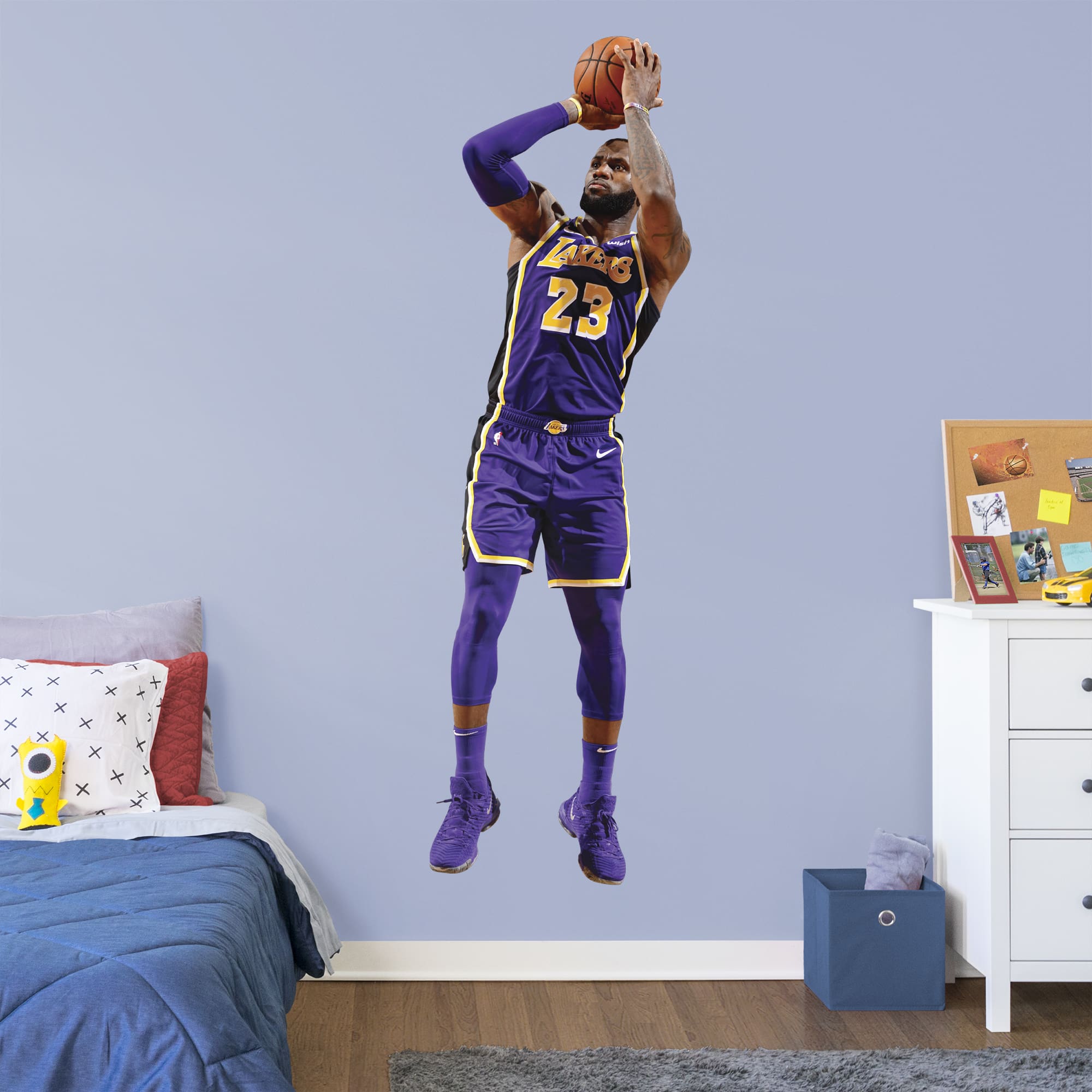 LeBron James for Los Angeles Lakers: Shooting - Officially Licensed NBA Removable Wall Decal Life-Size Athlete + 2 Decals (26"W