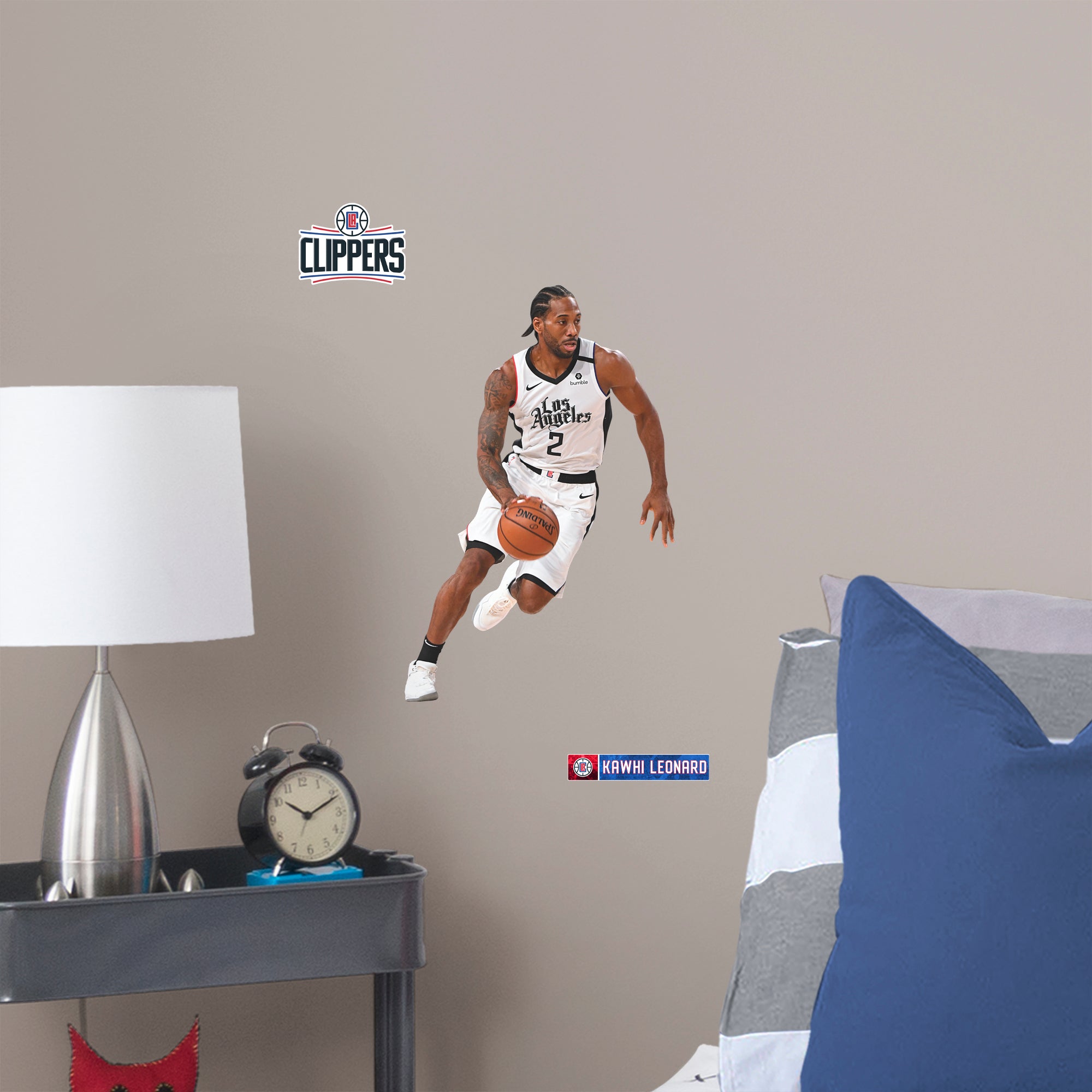 Kawhi Leonard 2020 Old English Jersey RealBig - Officially Licensed NBA Removable Wall Decal Large by Fathead | Vinyl