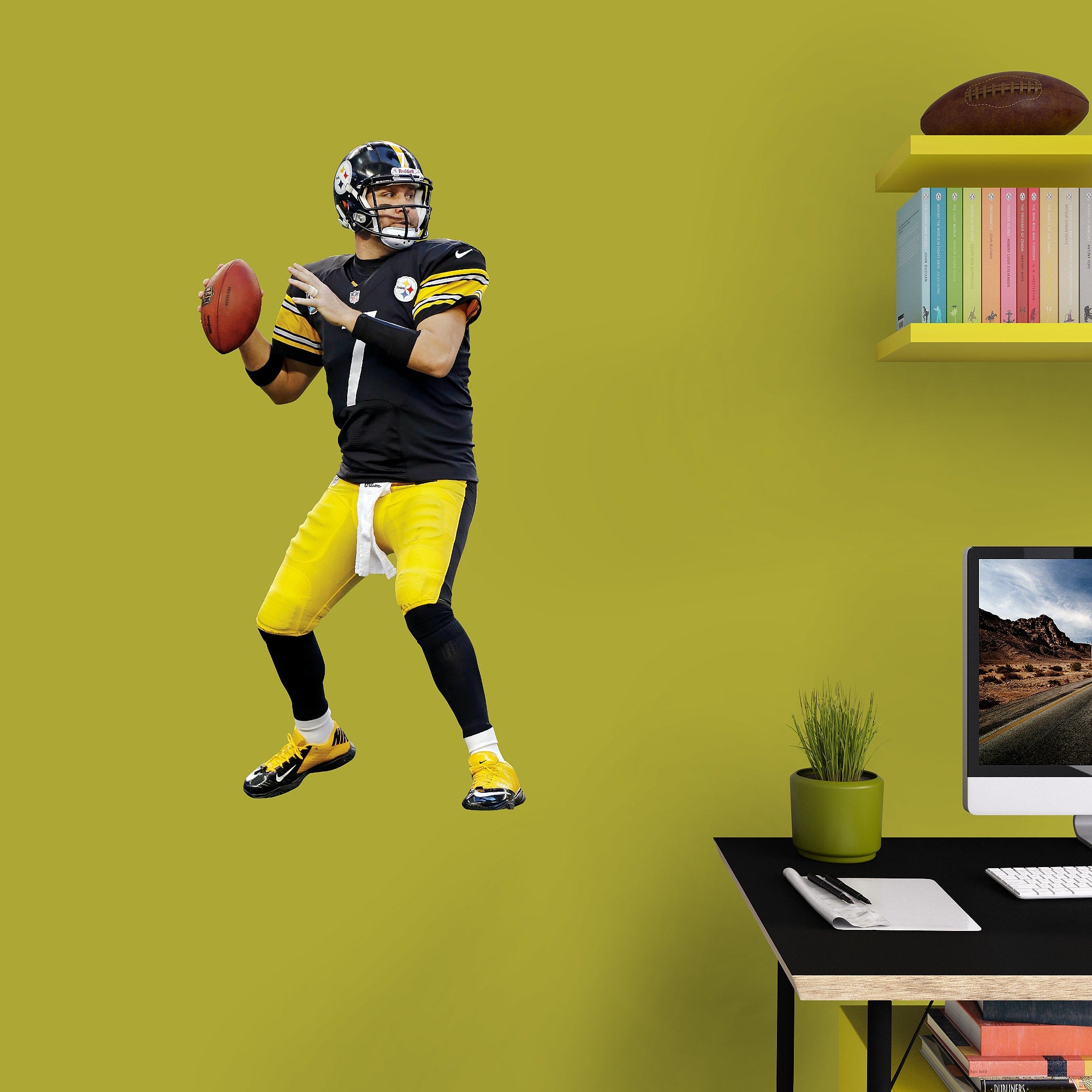 Ben Roethlisberger for Pittsburgh Steelers - Officially Licensed NFL Removable Wall Decal 16.0"W x 32.0"H by Fathead | Vinyl