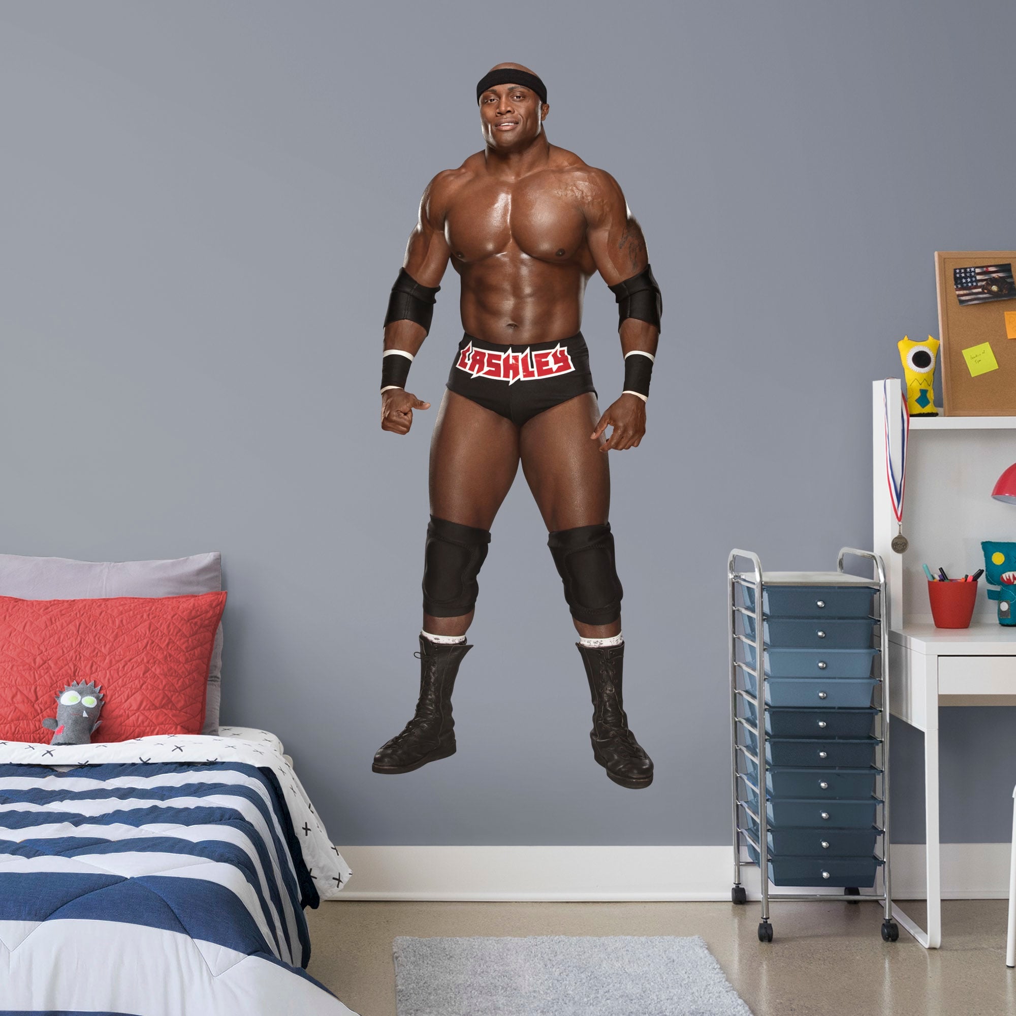 Bobby Lashley for WWE - Officially Licensed Removable Wall Decal Life-Size Superstar + 2 Decals (31"W x 78"H) by Fathead | Vinyl